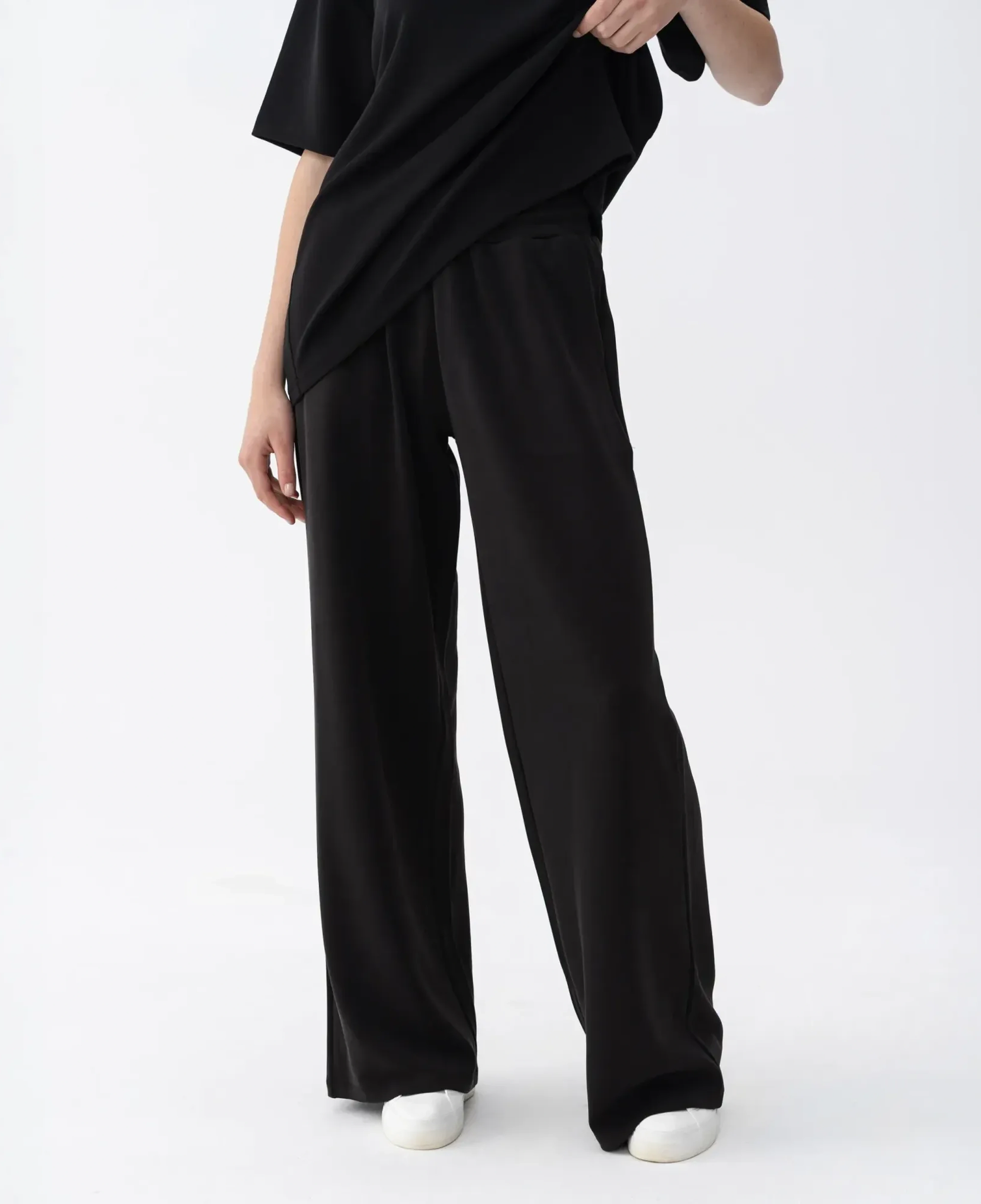 Noa Kadın Modal Wide Leg Pantolon Siyah