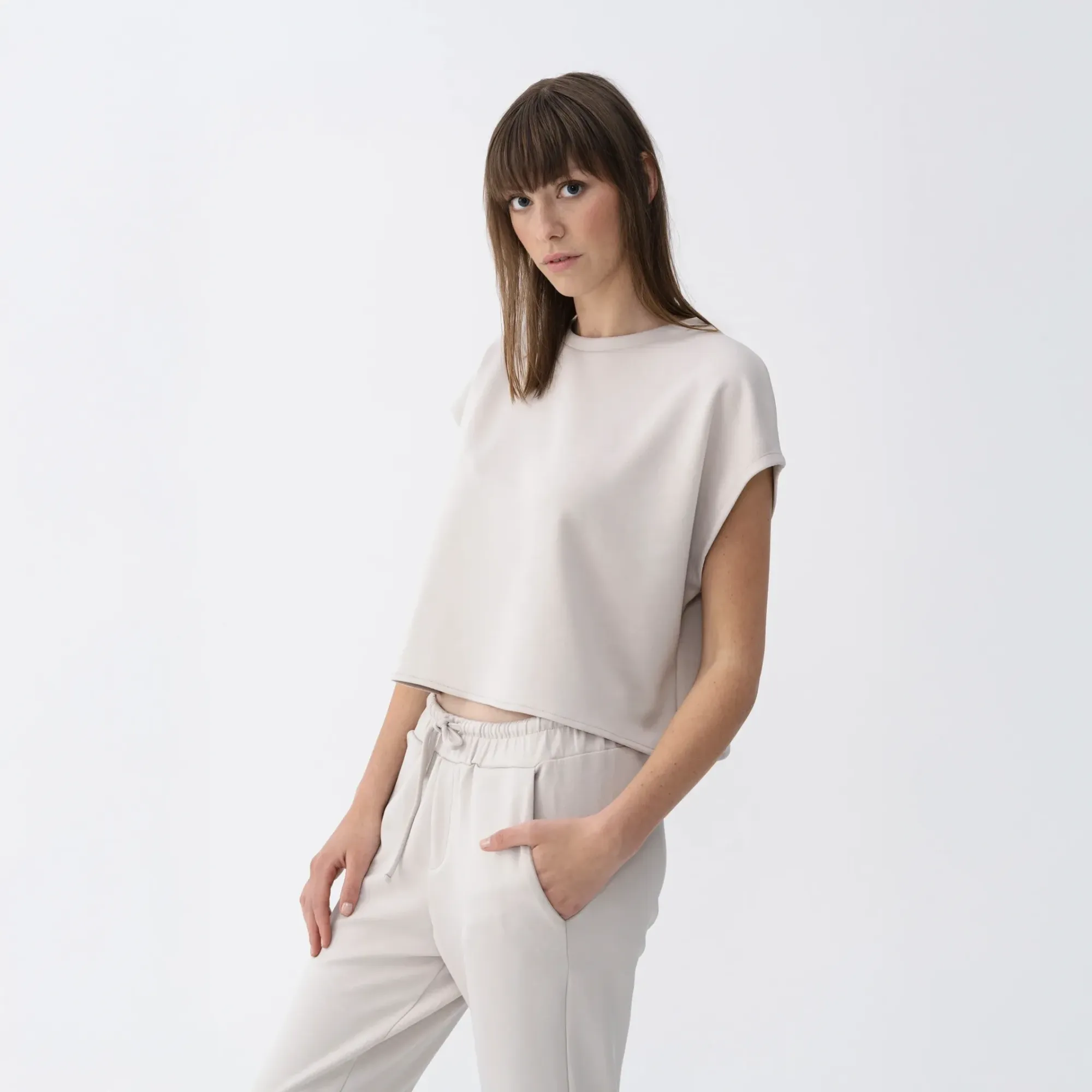 Nua Kadın Modal Chino Pantolon Taş