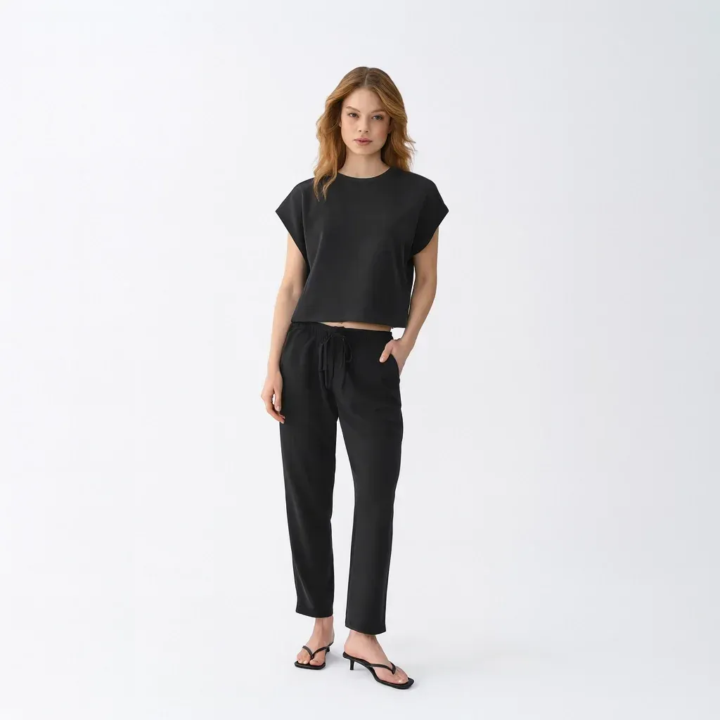 Nua Kadın Modal Chino Pantolon Siyah