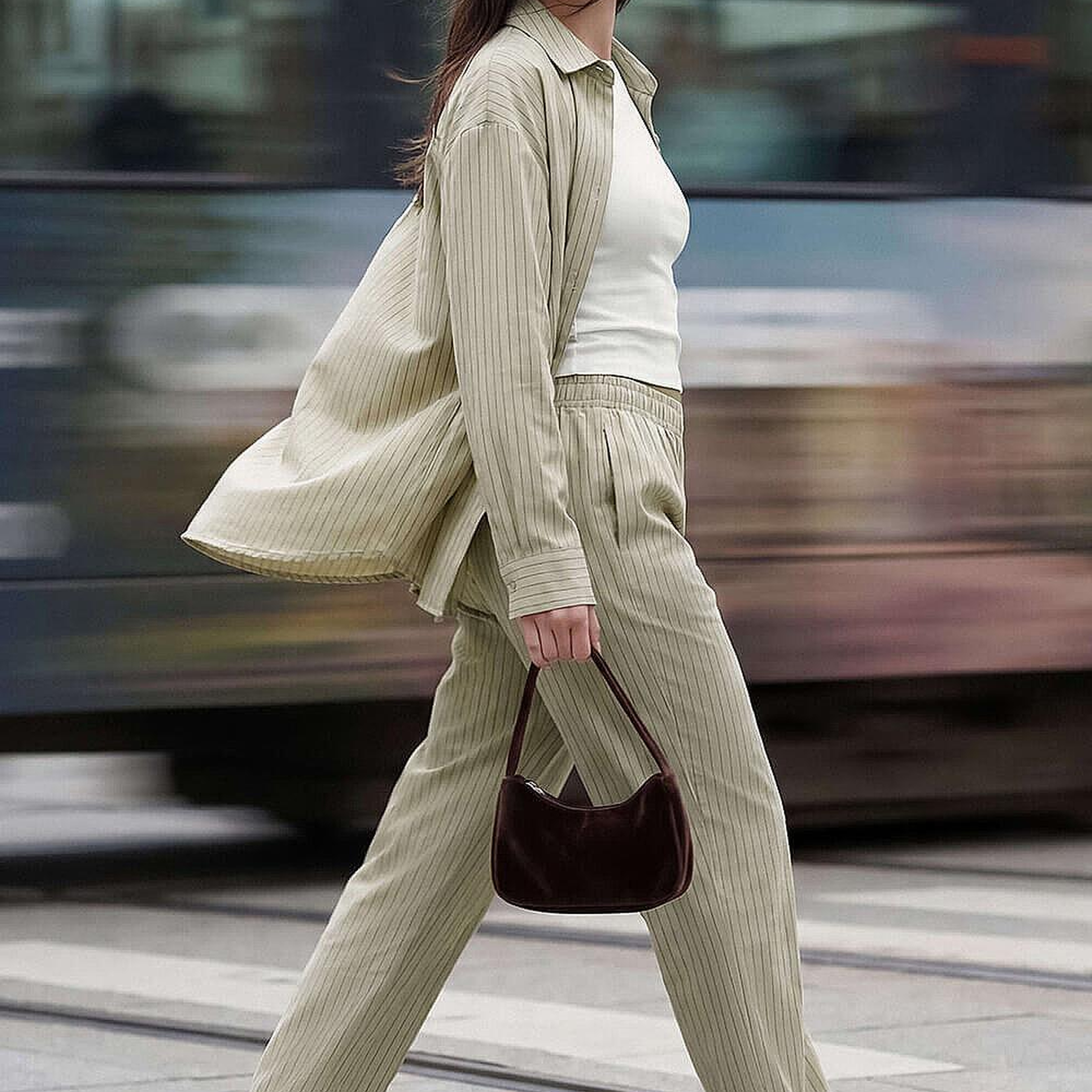 Sierra Kadın Çizgili Pantolon Haki