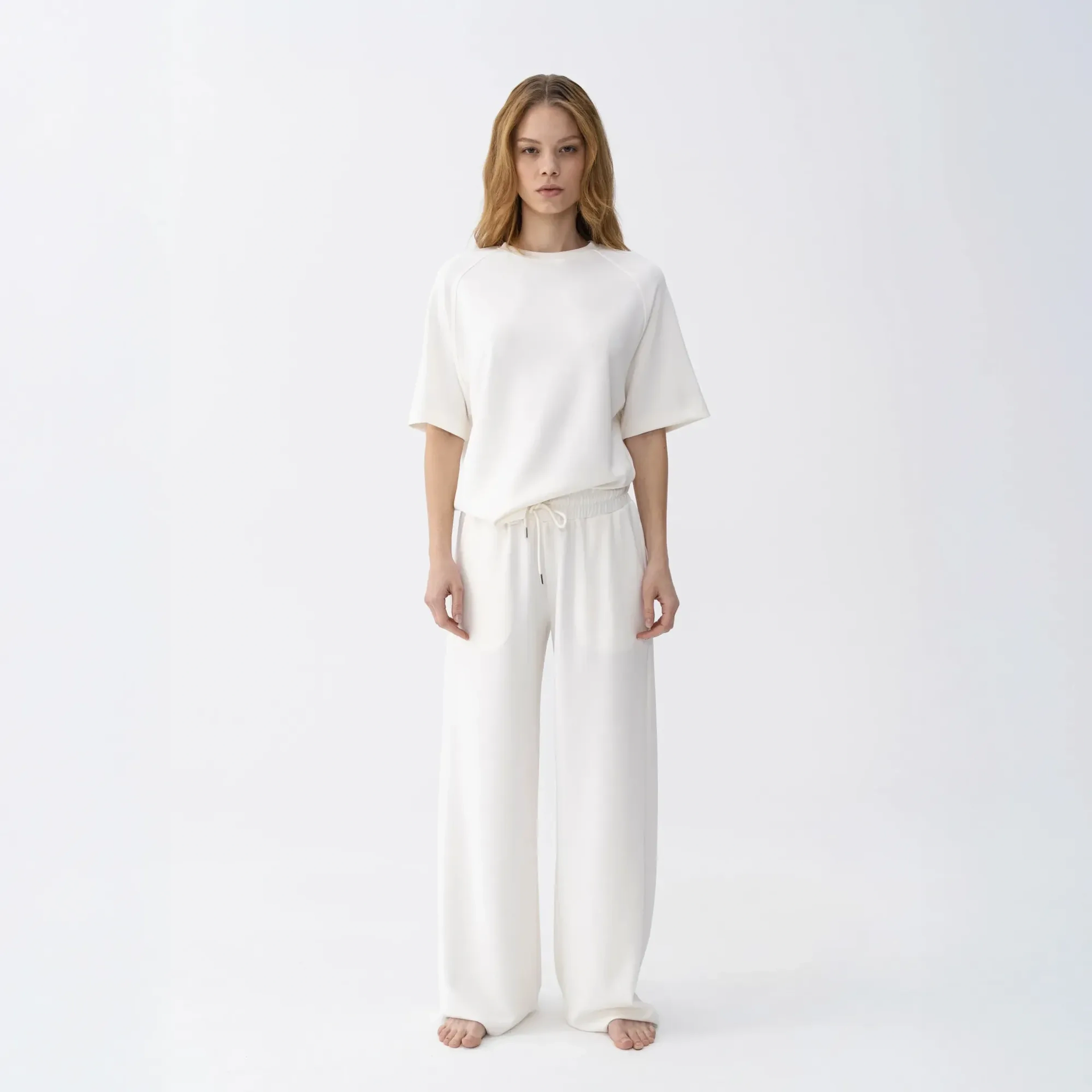 Noa Kadın Modal Wide Leg Pantolon Ekru