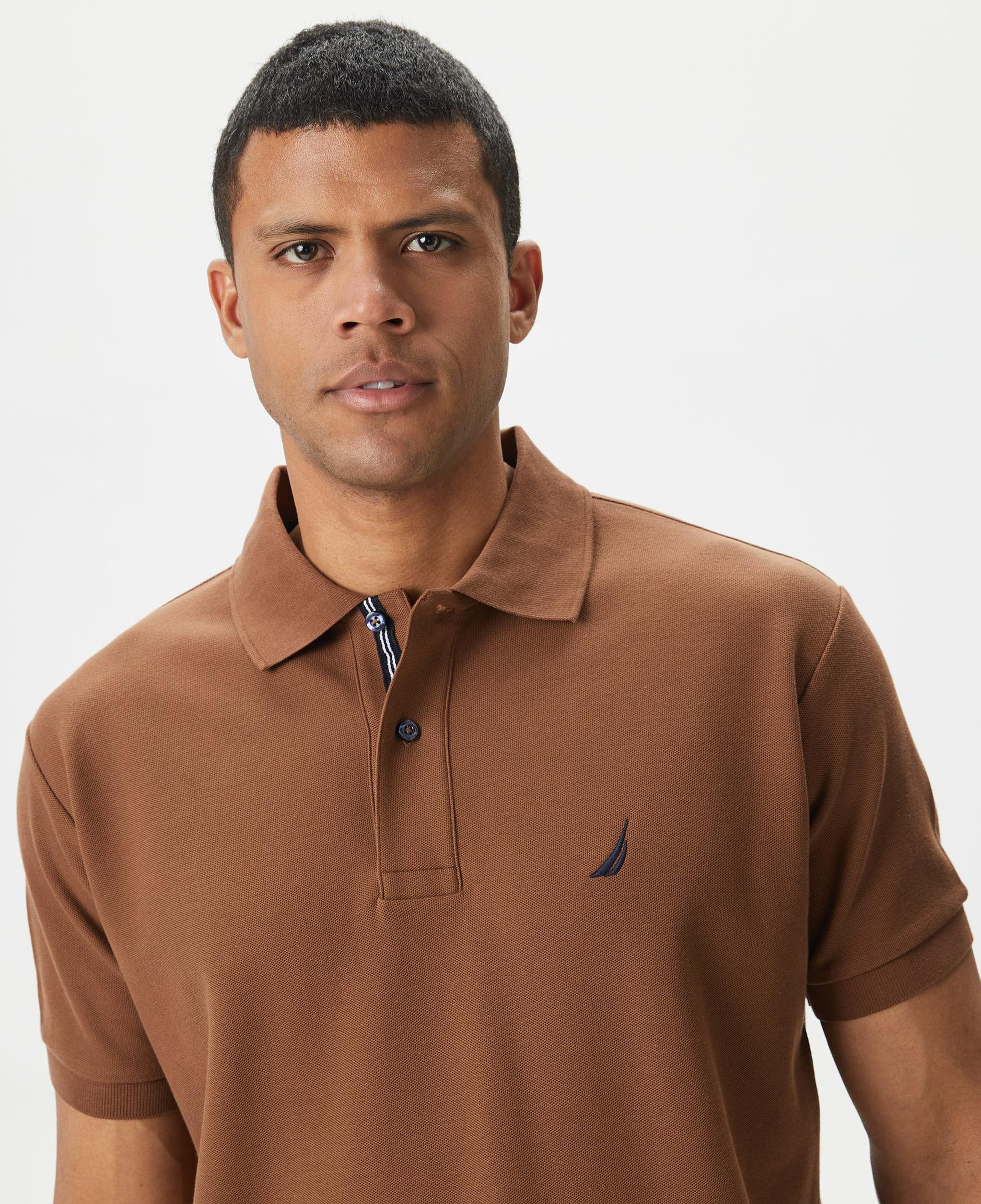 Nautica Erkek Kahverengi Classic Fit Kısa Kollu Polo Yaka T-Shirt