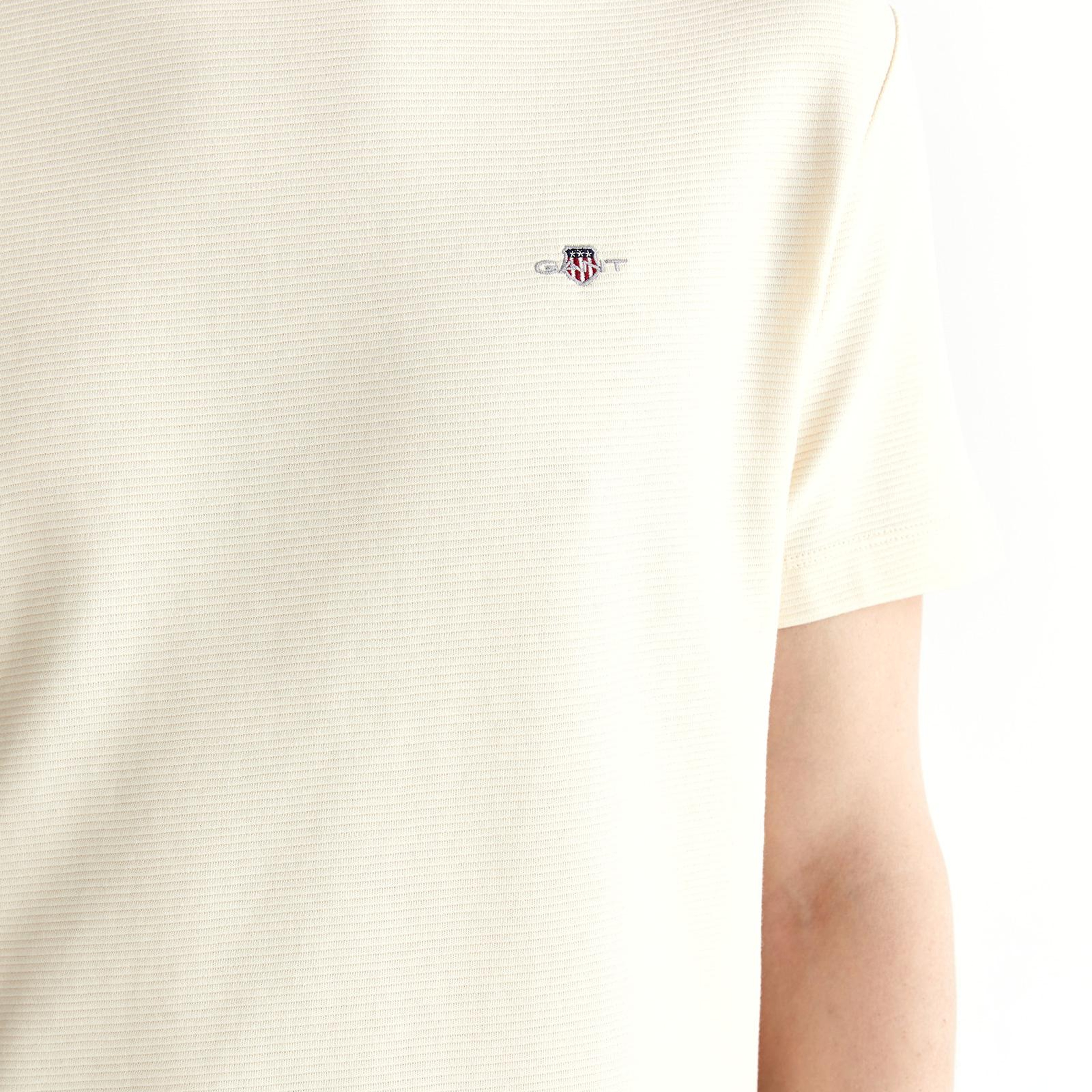 GANT Erkek Krem Bisiklet Yaka Regular Fit Logolu T-Shirt