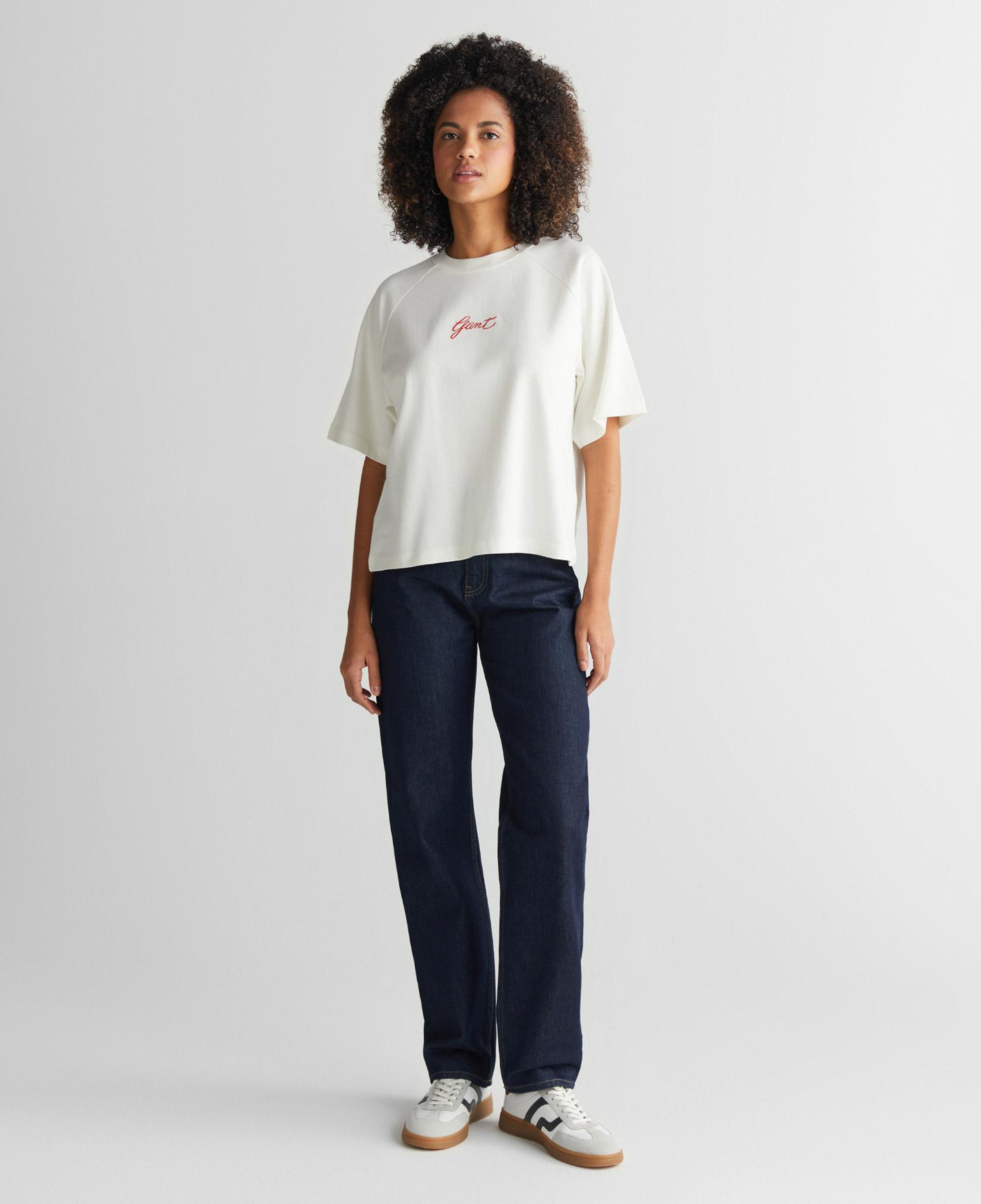 GANT Kadın Krem Bisiklet Yaka Logolu T-Shirt