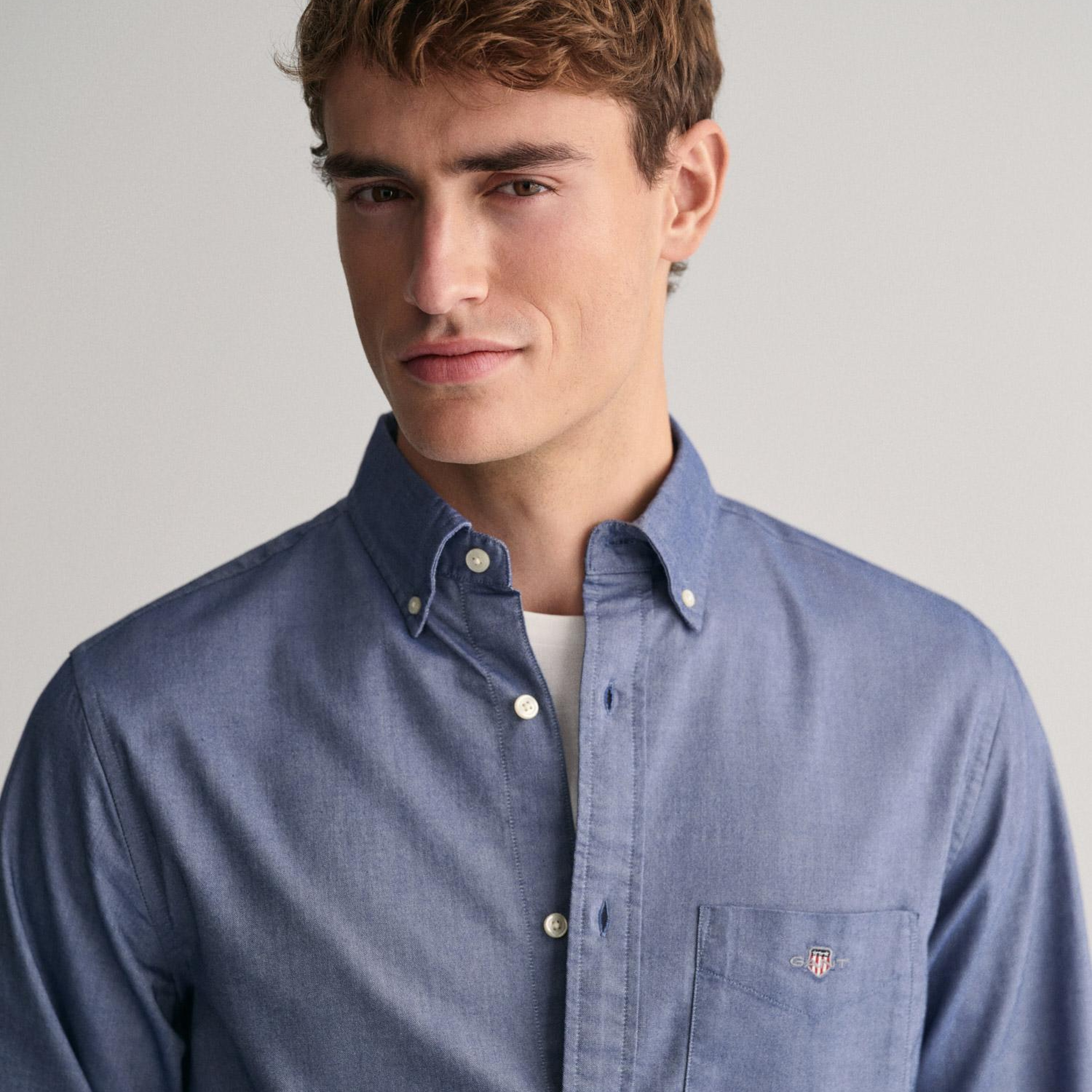 GANT Erkek Lacivert Regular Fit Düğmeli Yaka Oxford Gömlek