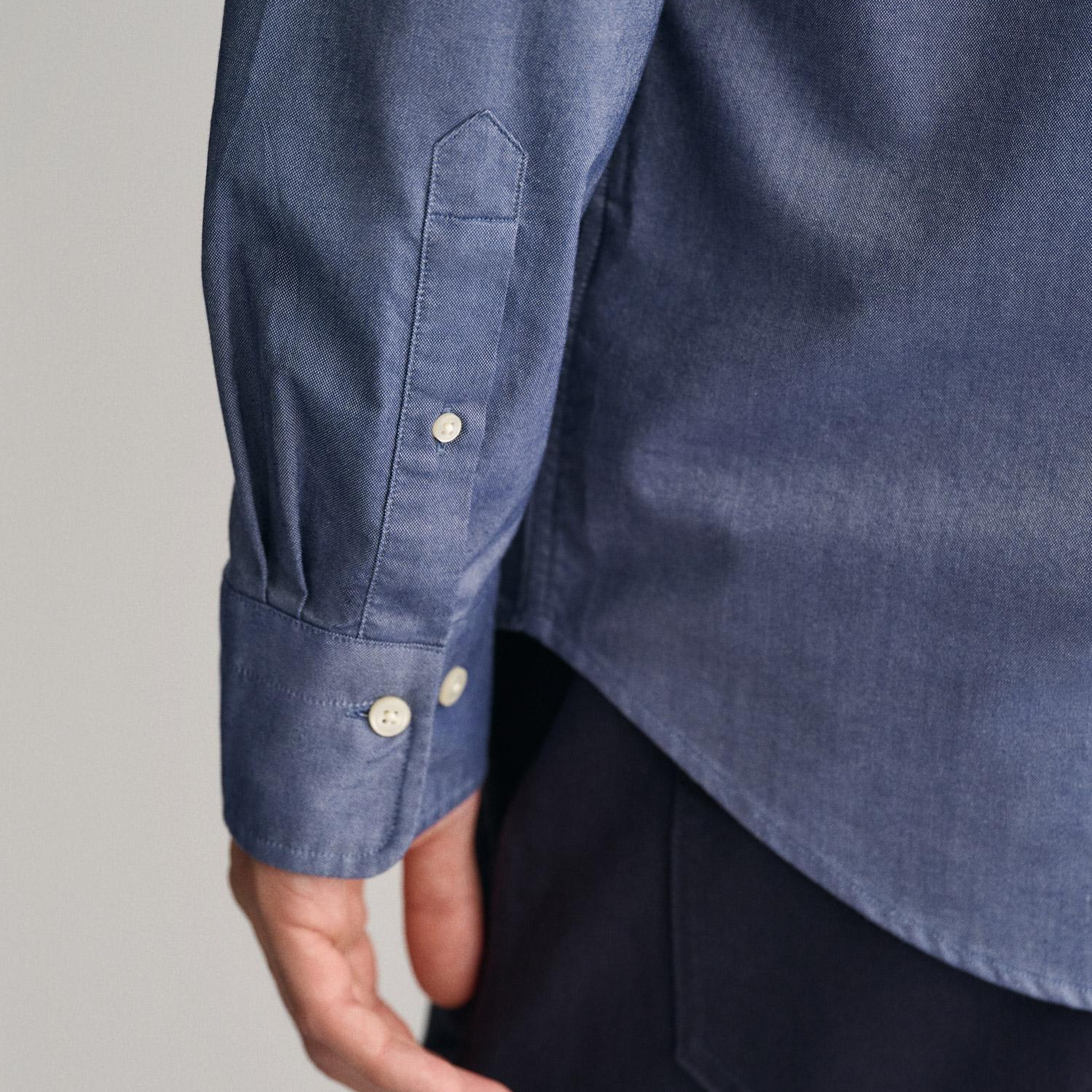 GANT Erkek Lacivert Regular Fit Düğmeli Yaka Oxford Gömlek