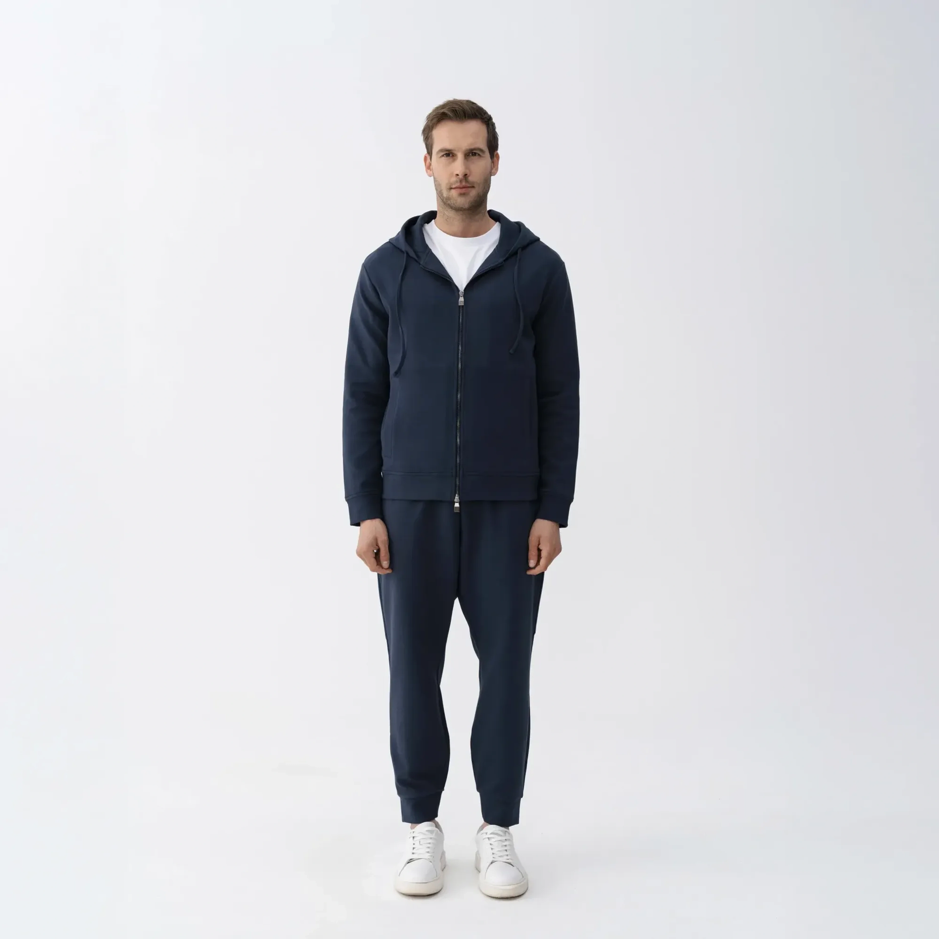 Qua Home Nico Erkek % 100 Pamuk Fermuarlı Sweatshirt Lacivert