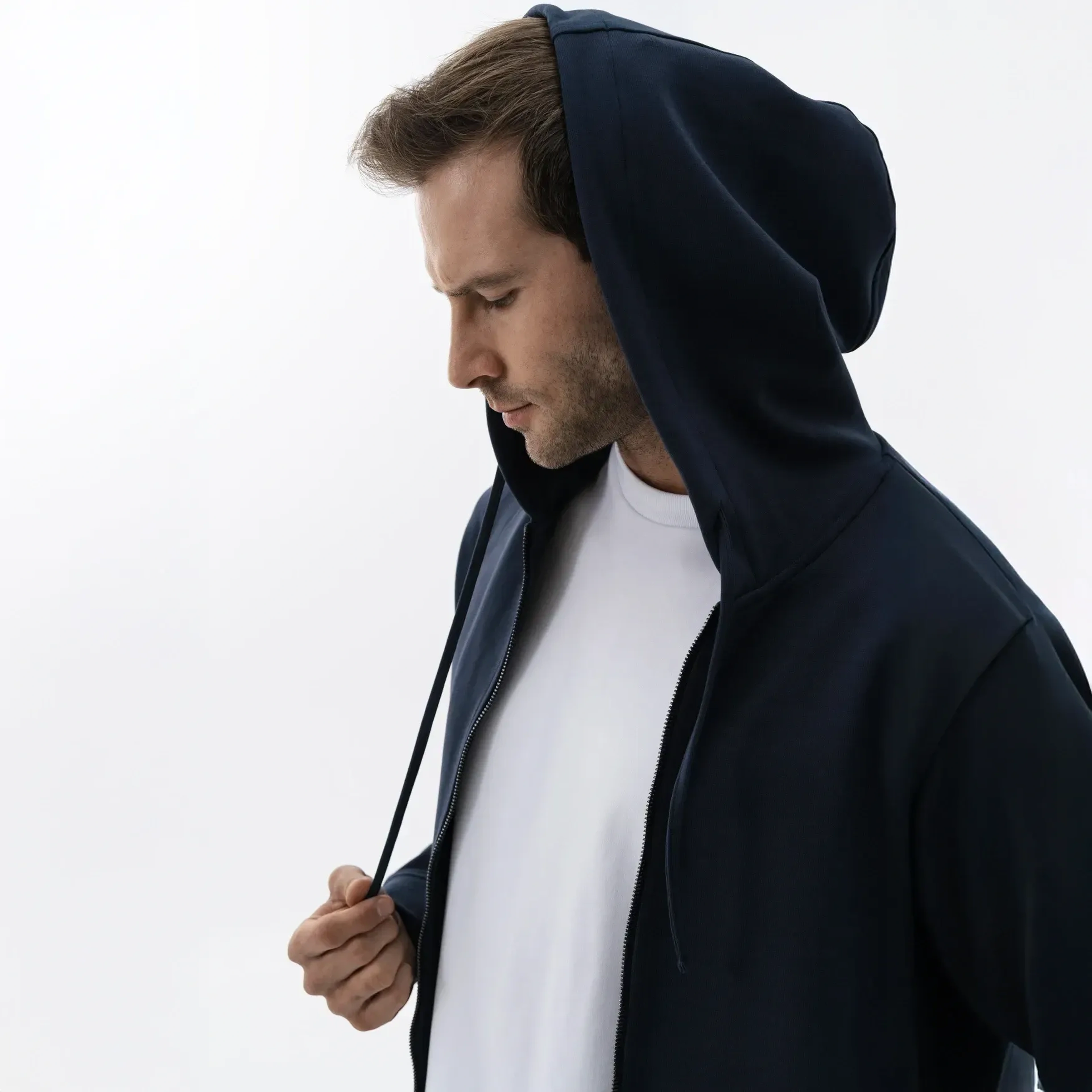 Qua Home Nico Erkek % 100 Pamuk Fermuarlı Sweatshirt Lacivert