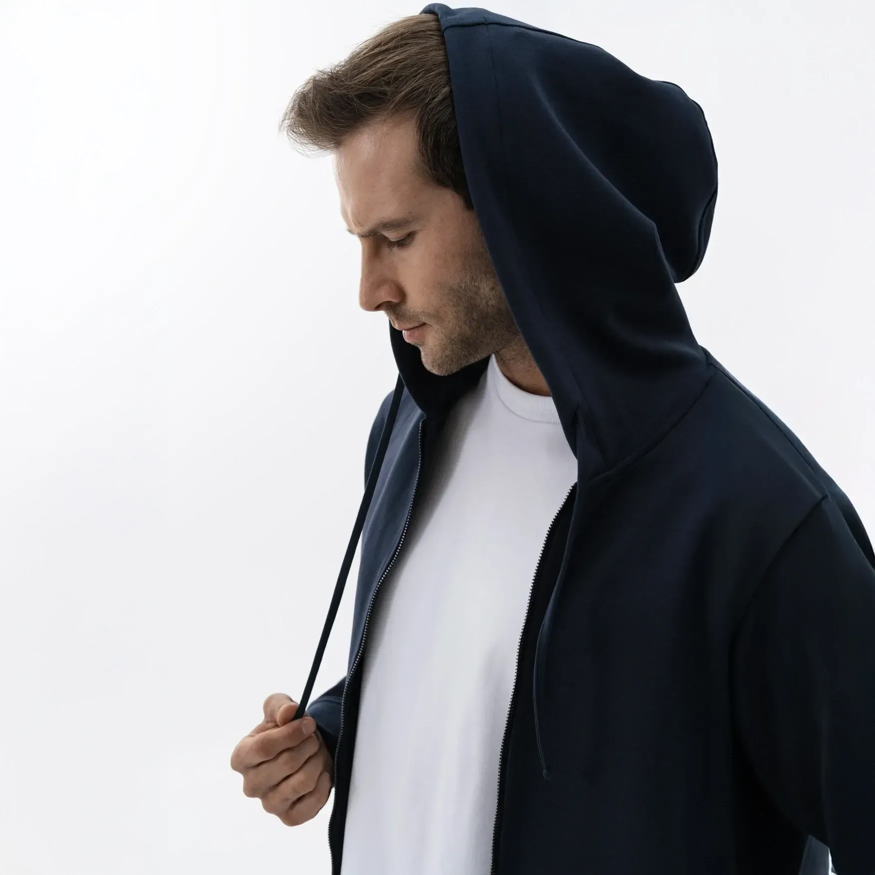 Qua Home Nico Erkek % 100 Pamuk Fermuarlı Sweatshirt Lacivert