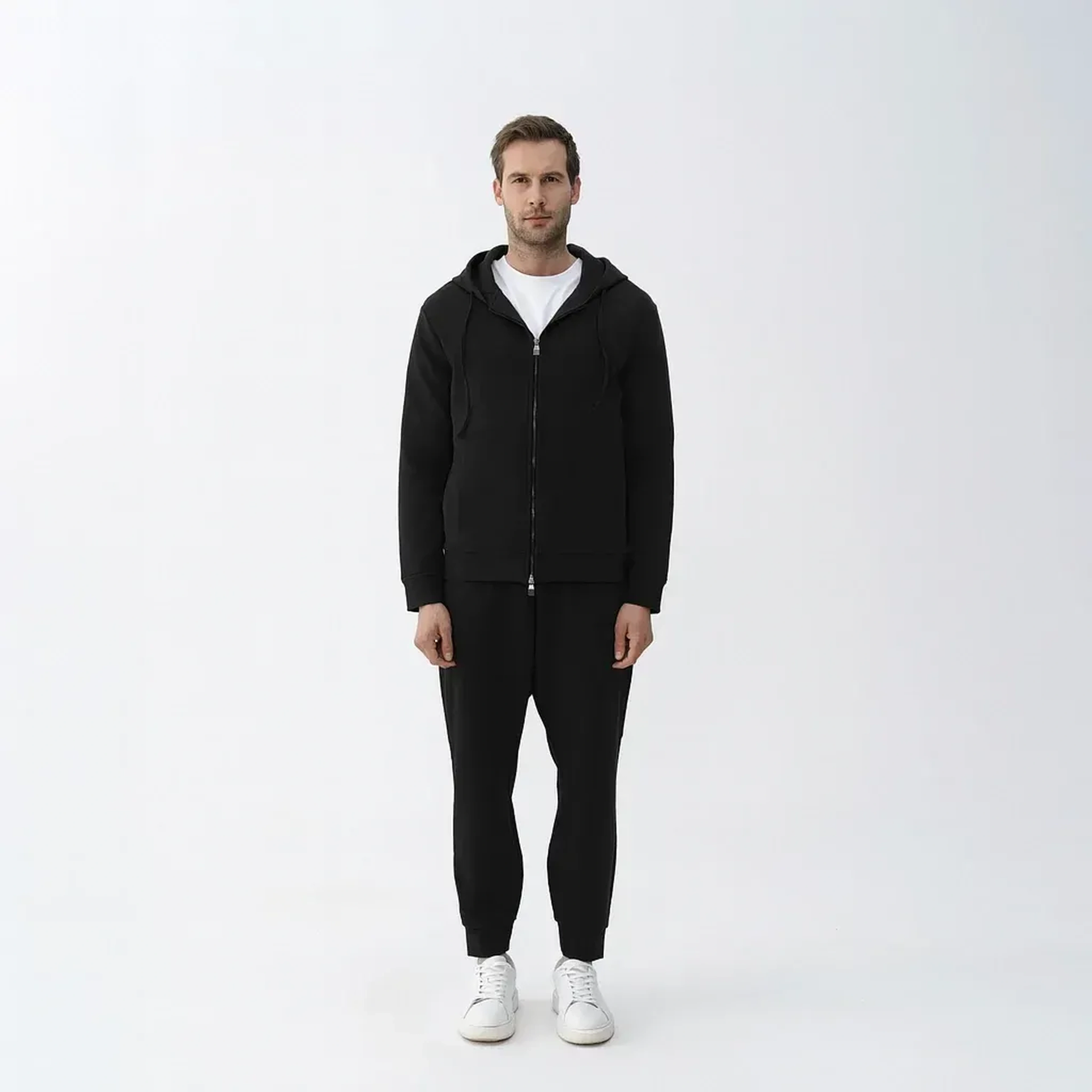 Qua Home Nico Erkek % 100 Pamuk Fermuarlı Sweatshirt Siyah