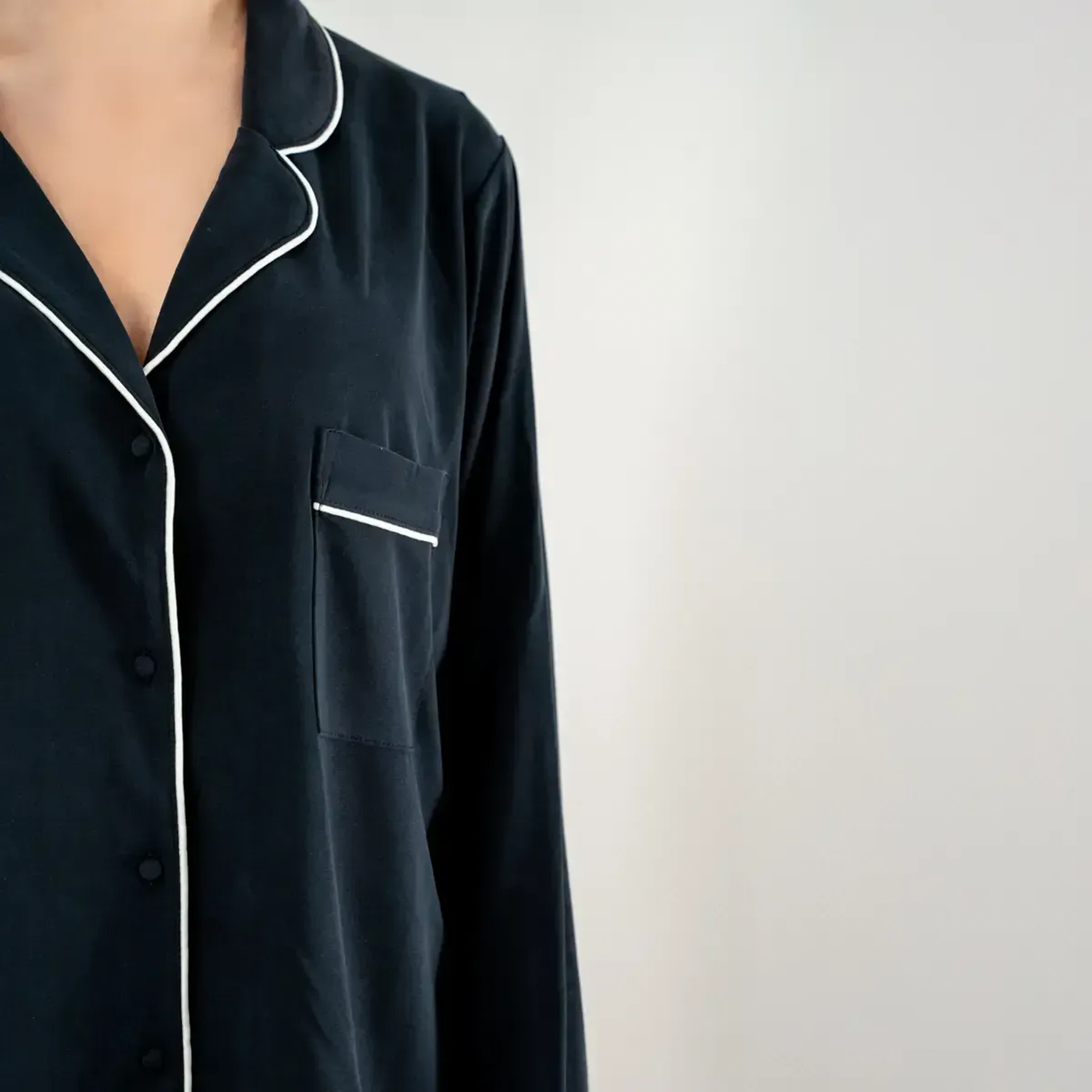 Qua Home Sia Kadın Modal Biyeli Uzun Kol Pijama Üst Lacivert