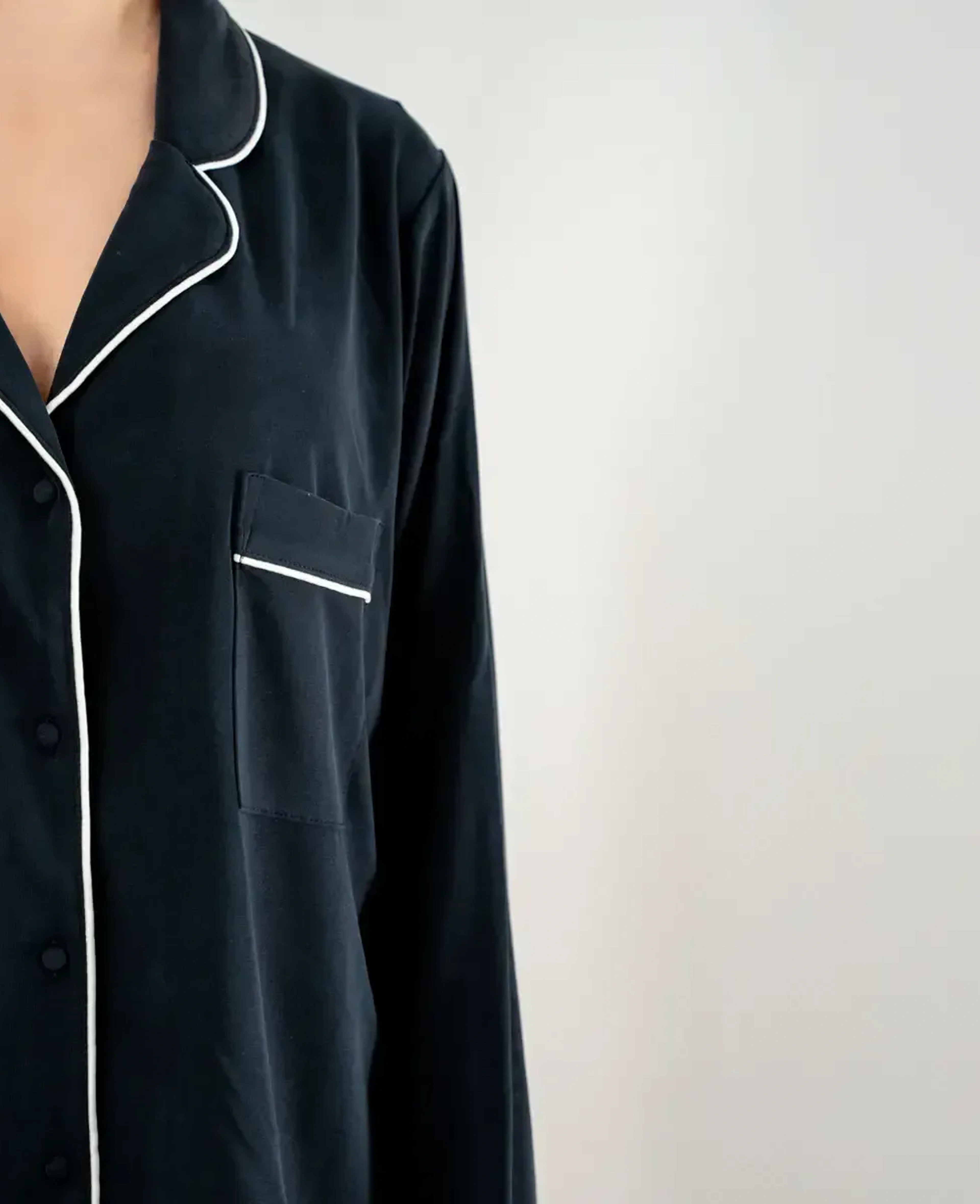 Qua Home Sia Kadın Modal Biyeli Uzun Kol Pijama Üst Lacivert