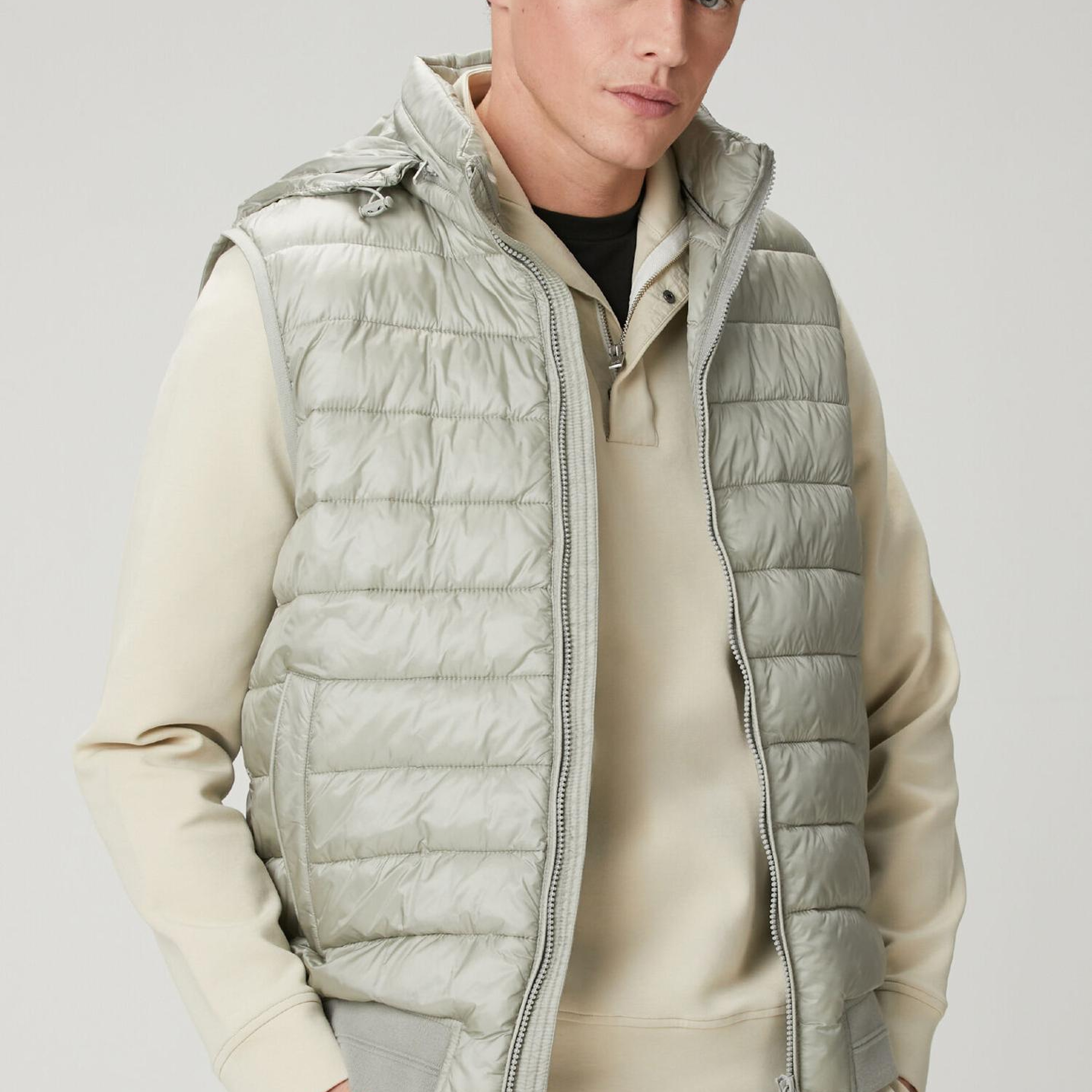 Beymen Club Erkek Açık Haki Kapüşonlu Puff Yelek