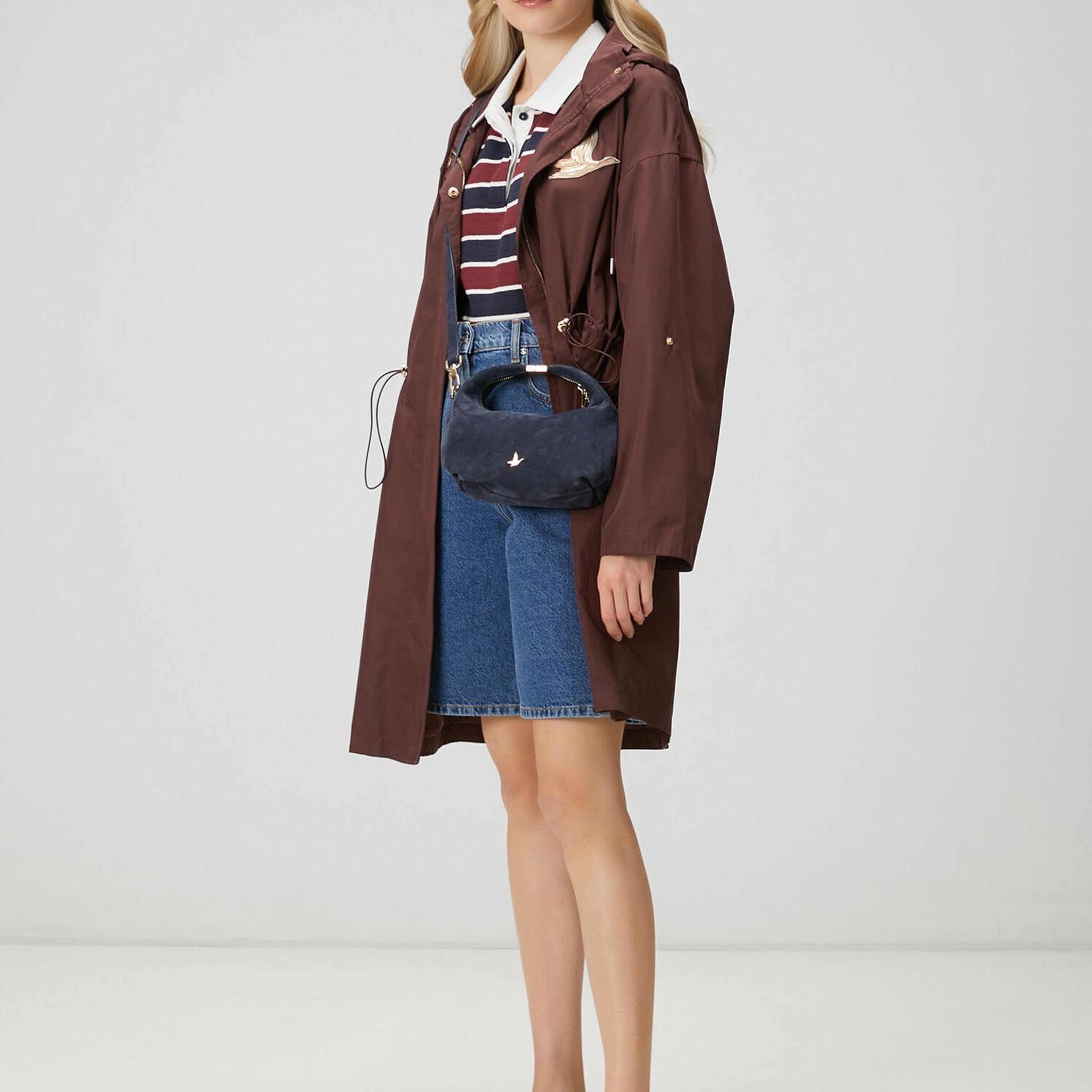 Beymen Club Kadın Bordo Taş Logolu Midi Pardösü