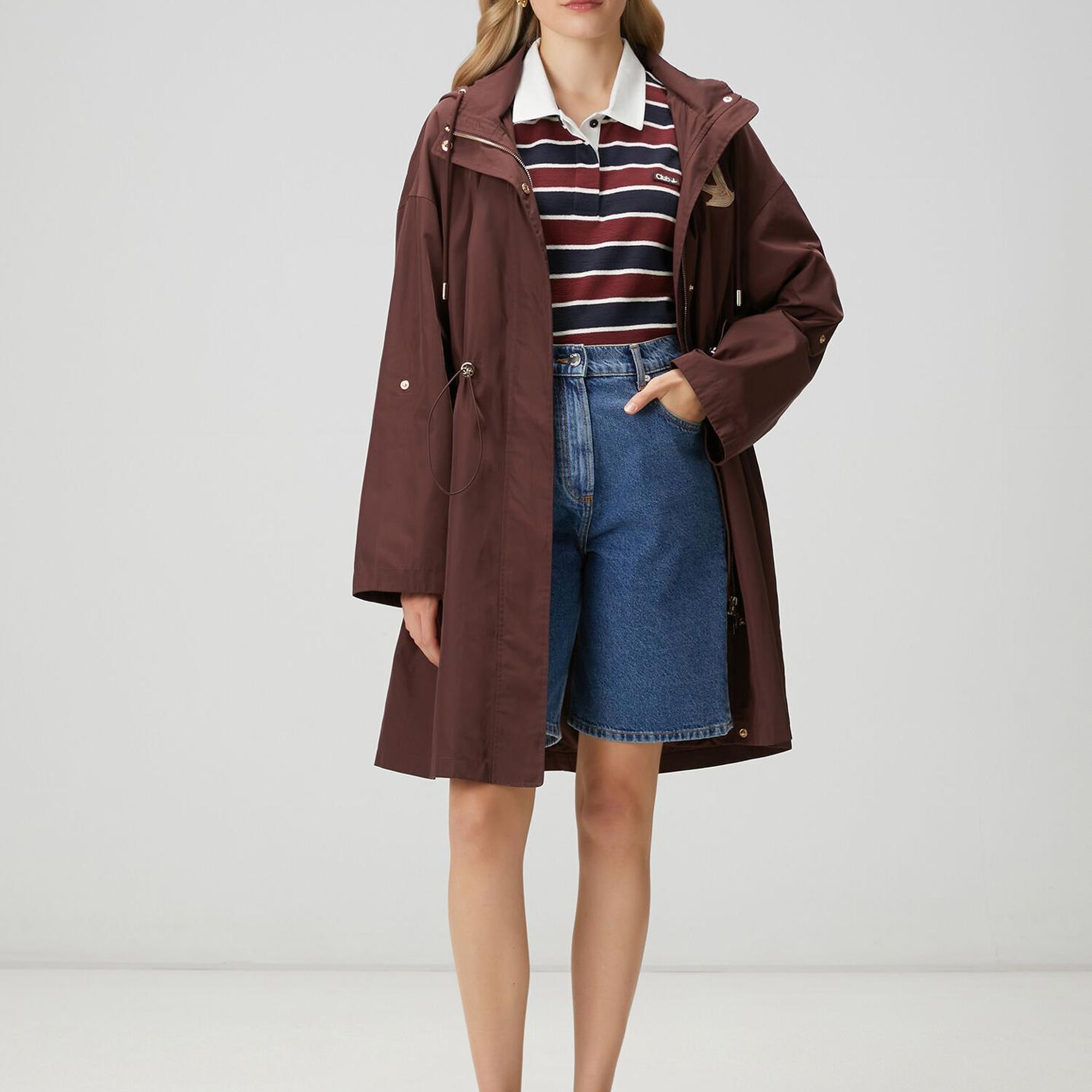 Beymen Club Kadın Bordo Taş Logolu Midi Pardösü