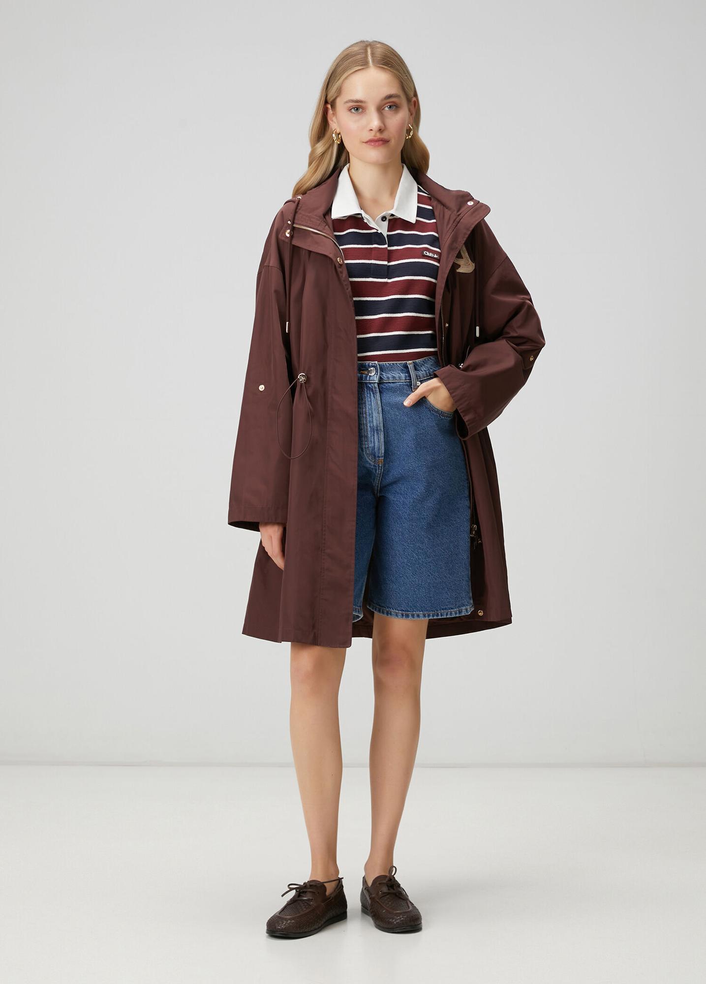 Beymen Club Kadın Bordo Taş Logolu Midi Pardösü