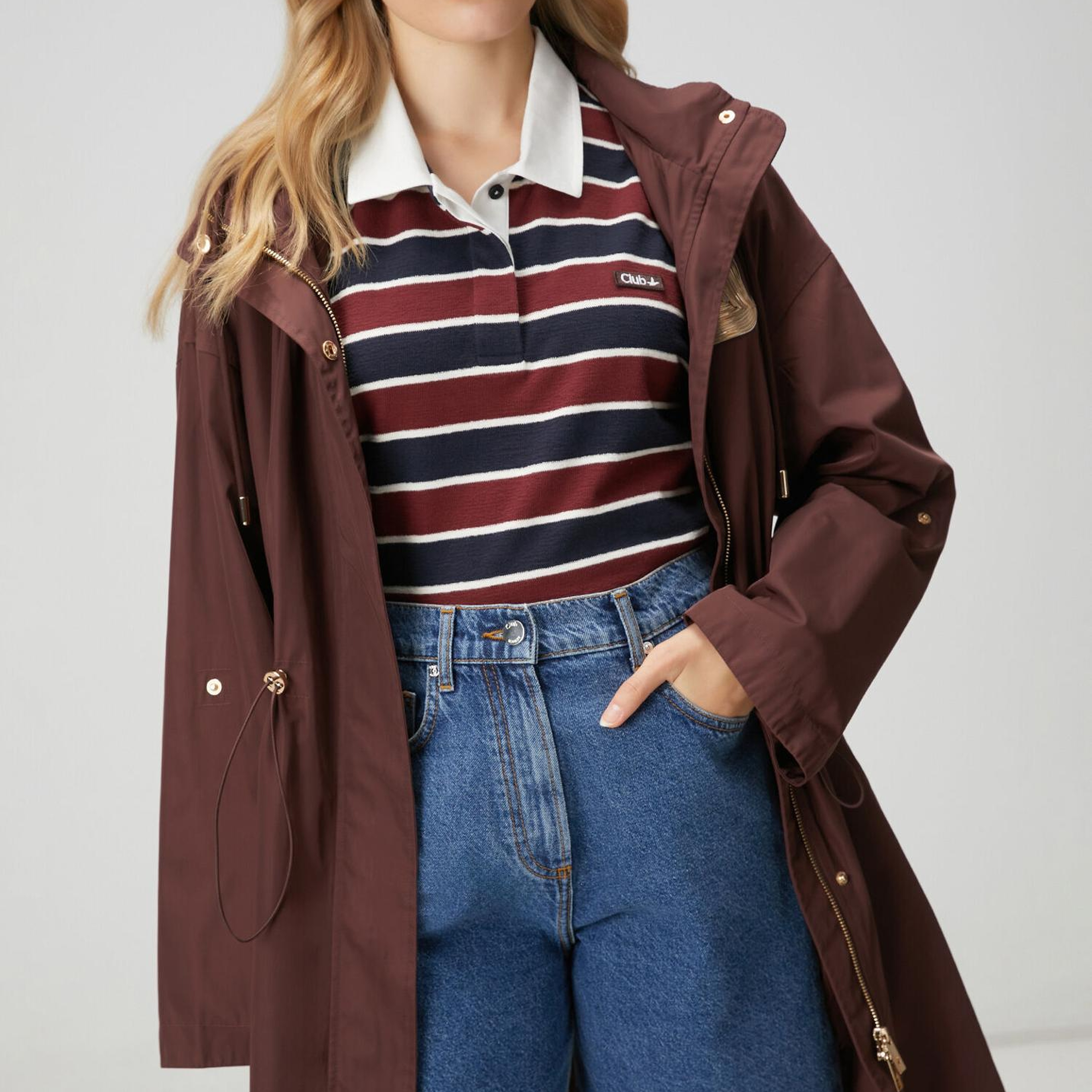 Beymen Club Kadın Bordo Taş Logolu Midi Pardösü