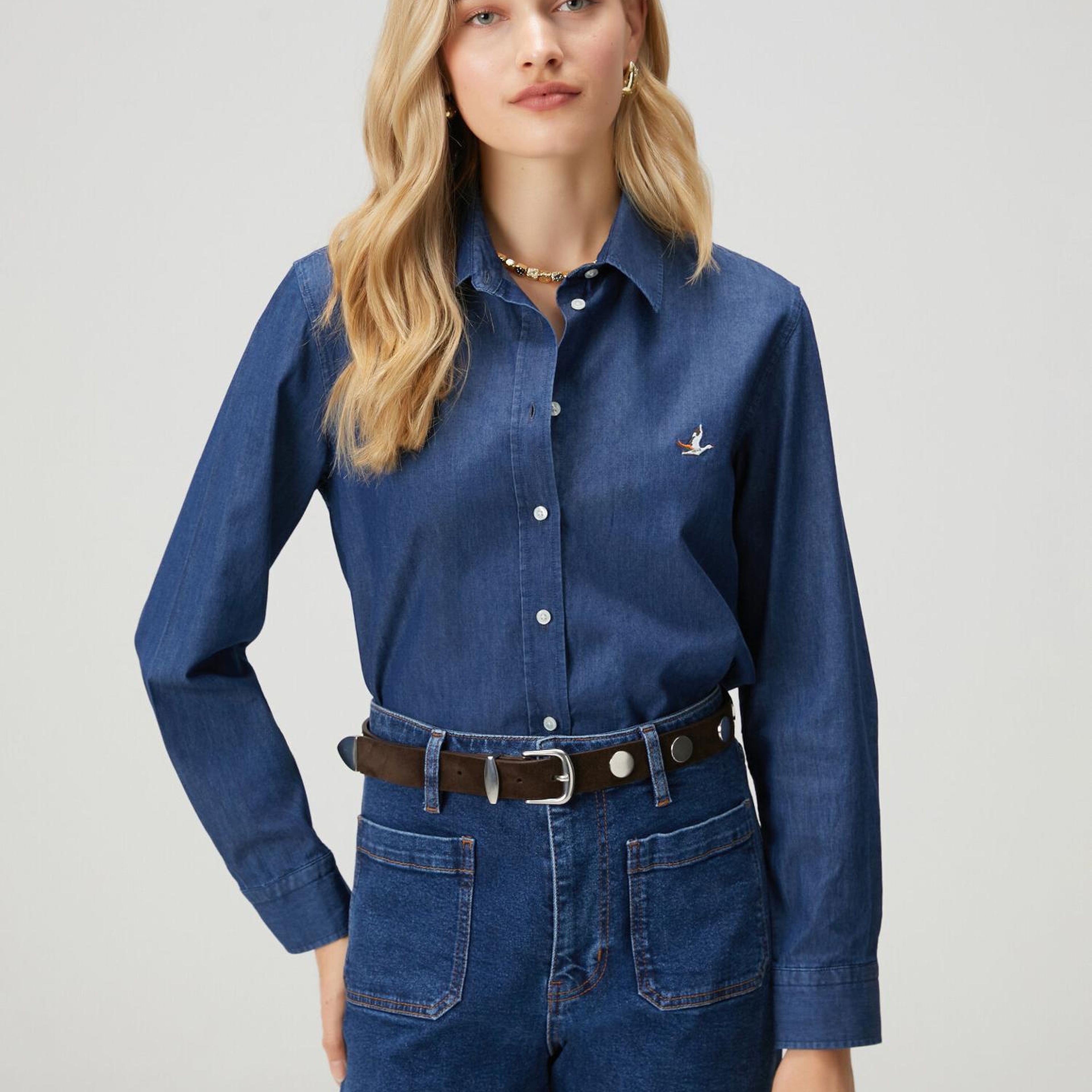 Beymen Club Kadın Koyu Mavi Basic Denim Gömlek