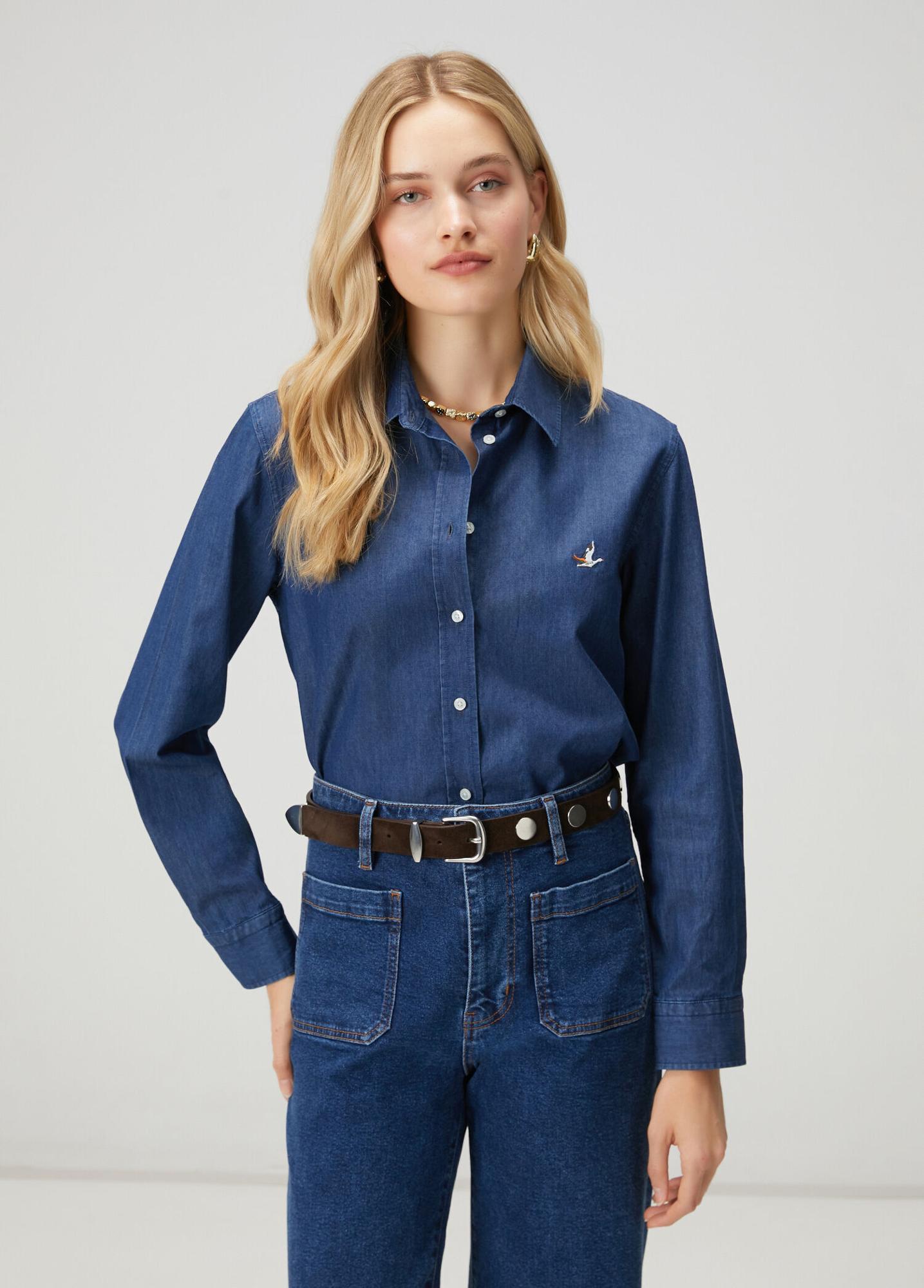 Beymen Club Kadın Koyu Mavi Basic Denim Gömlek