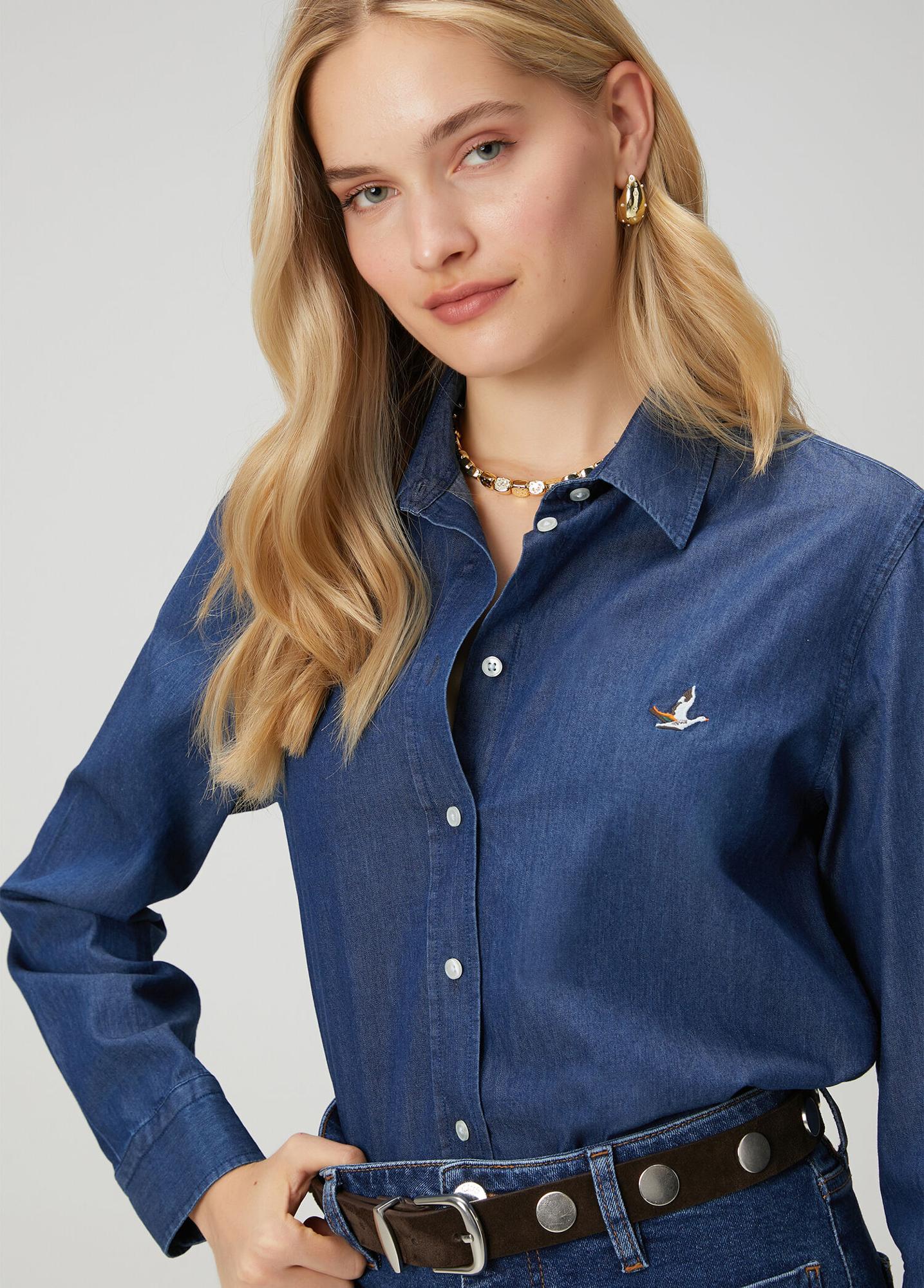 Beymen Club Kadın Koyu Mavi Basic Denim Gömlek