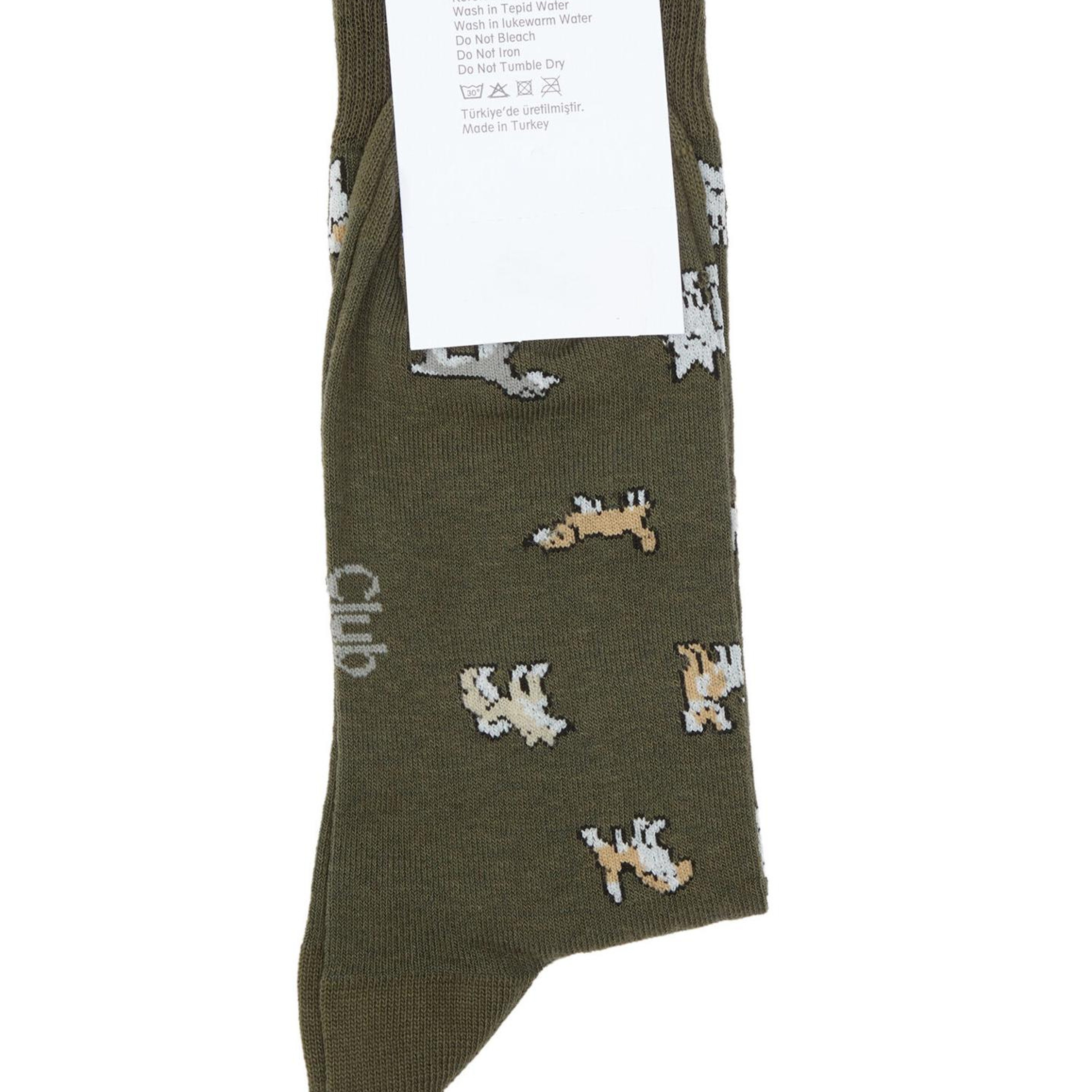Beymen Club Erkek Haki Köpek Desen Çorap