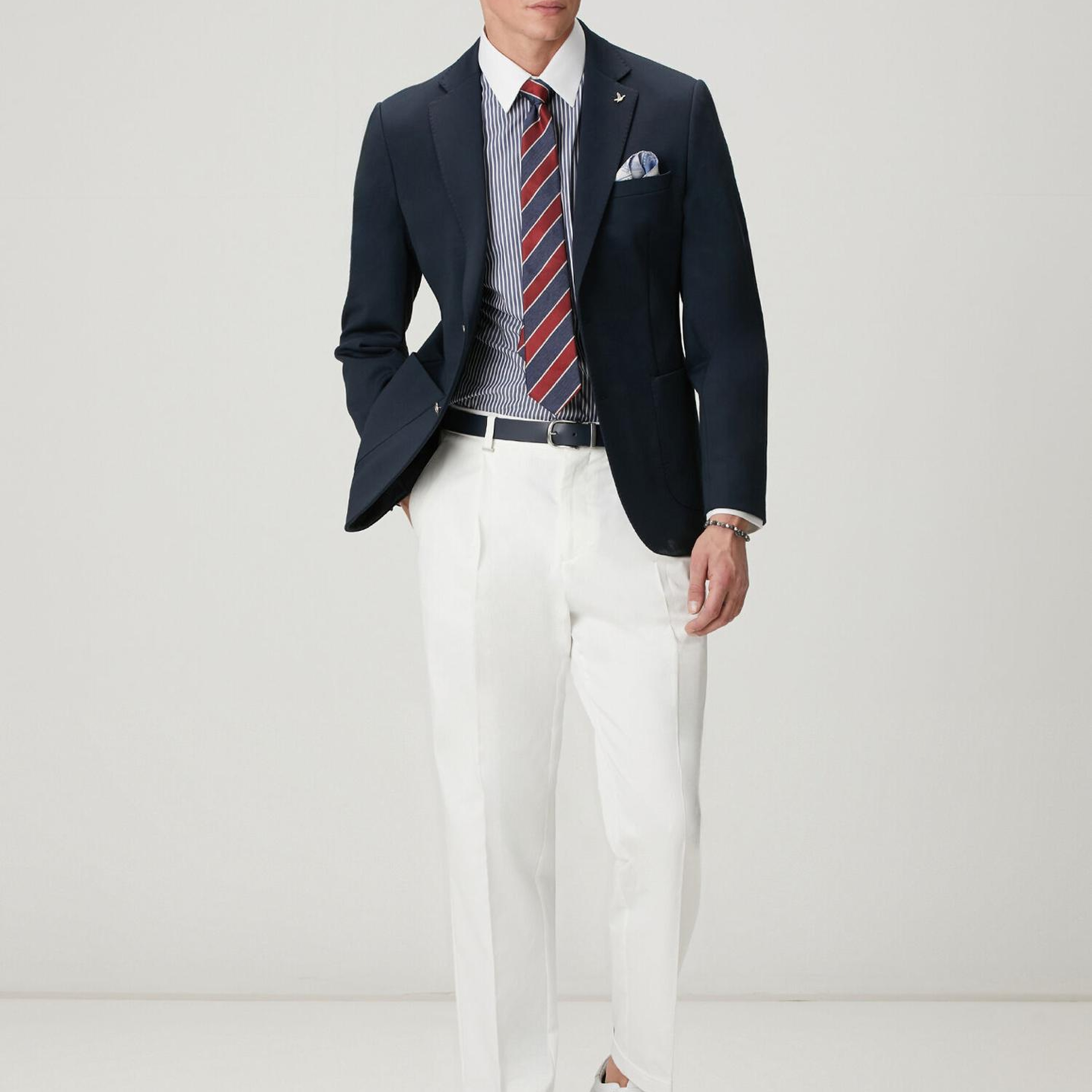 Beymen Club Erkek Lacivert Beyaz Kontrast Çizgi Comfort Fit Gömlek