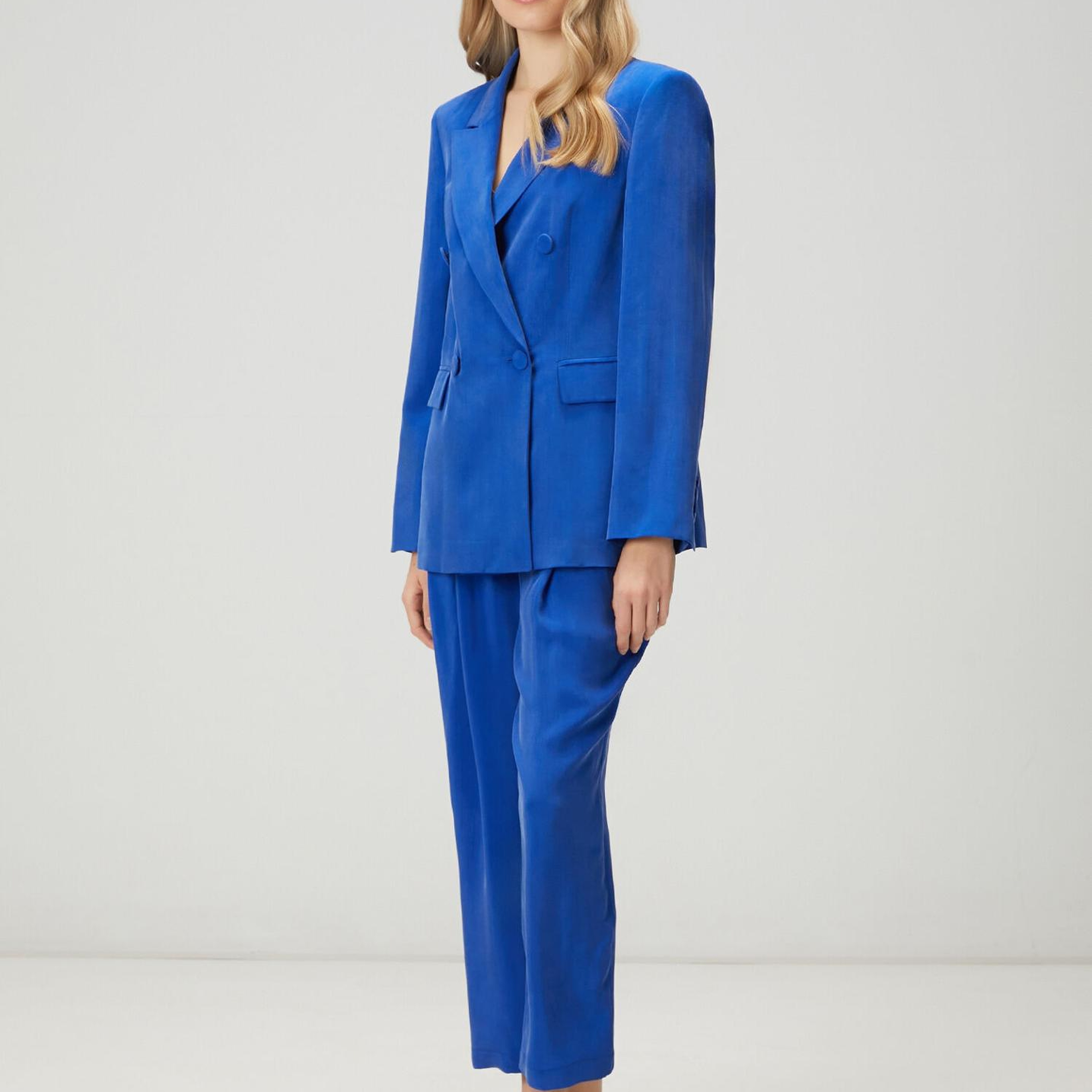 Beymen Club Kadın Mavi Kruvaze Cupro Blazer