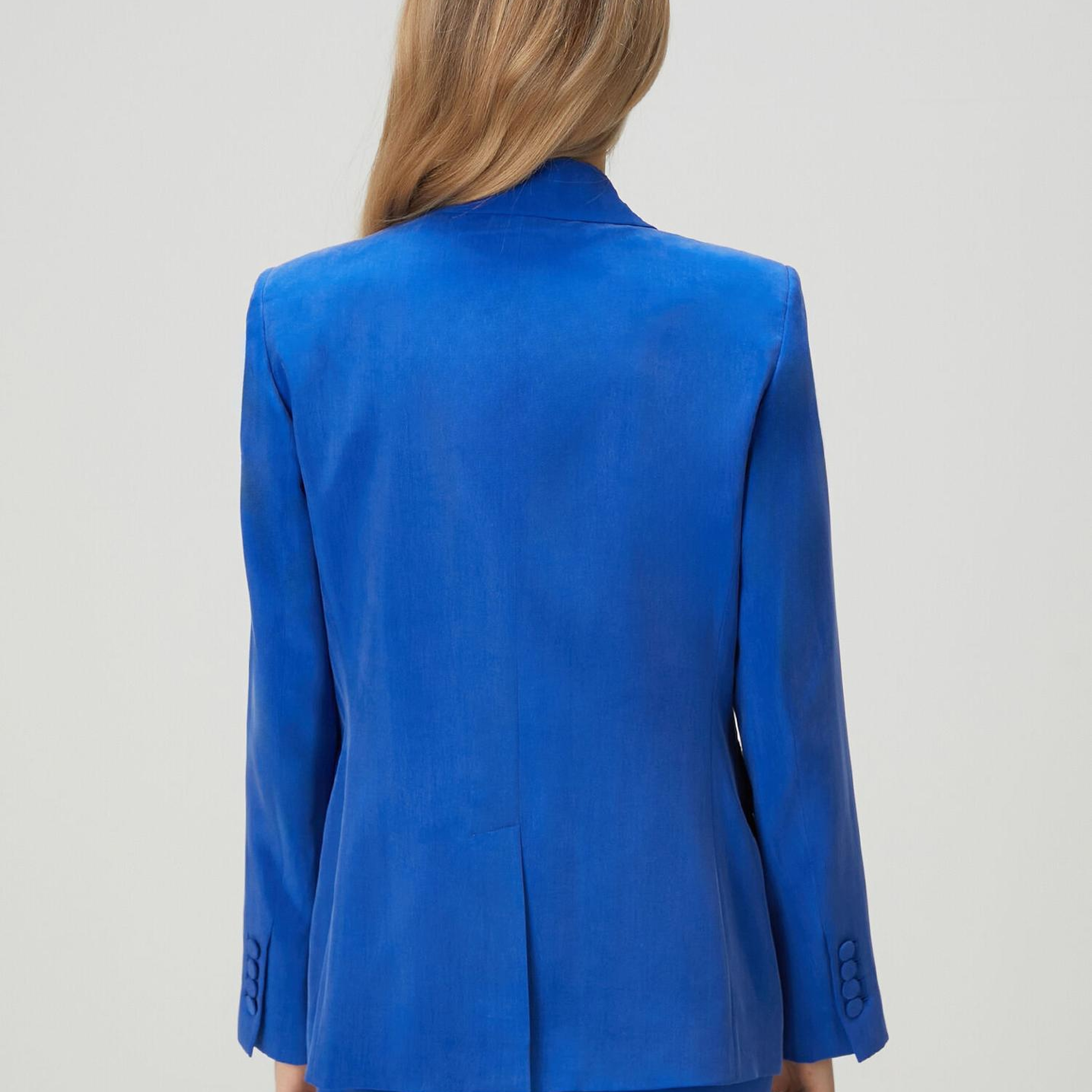 Beymen Club Kadın Mavi Kruvaze Cupro Blazer