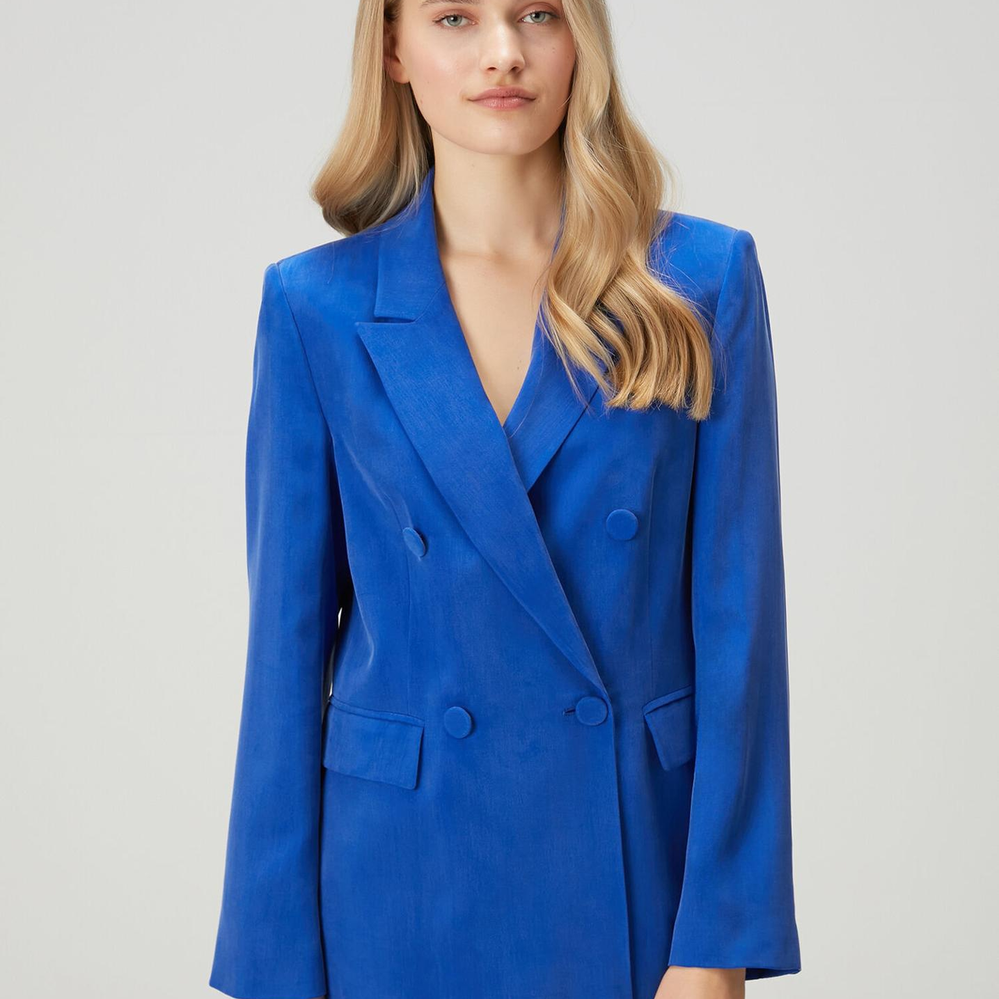 Beymen Club Kadın Mavi Kruvaze Cupro Blazer