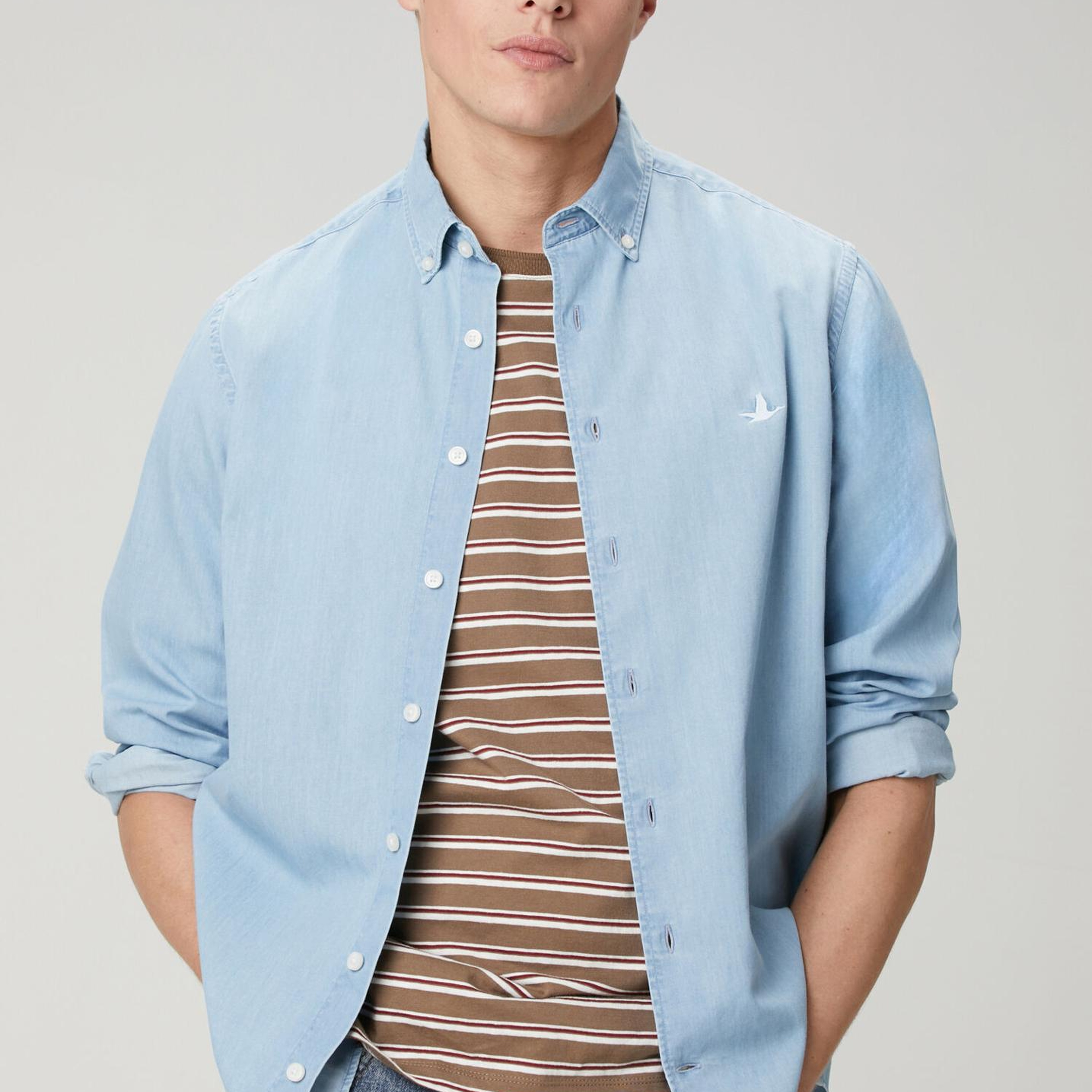 Beymen Club Erkek Mavi Yıkamalı Comfort Fit Jean Gömlek