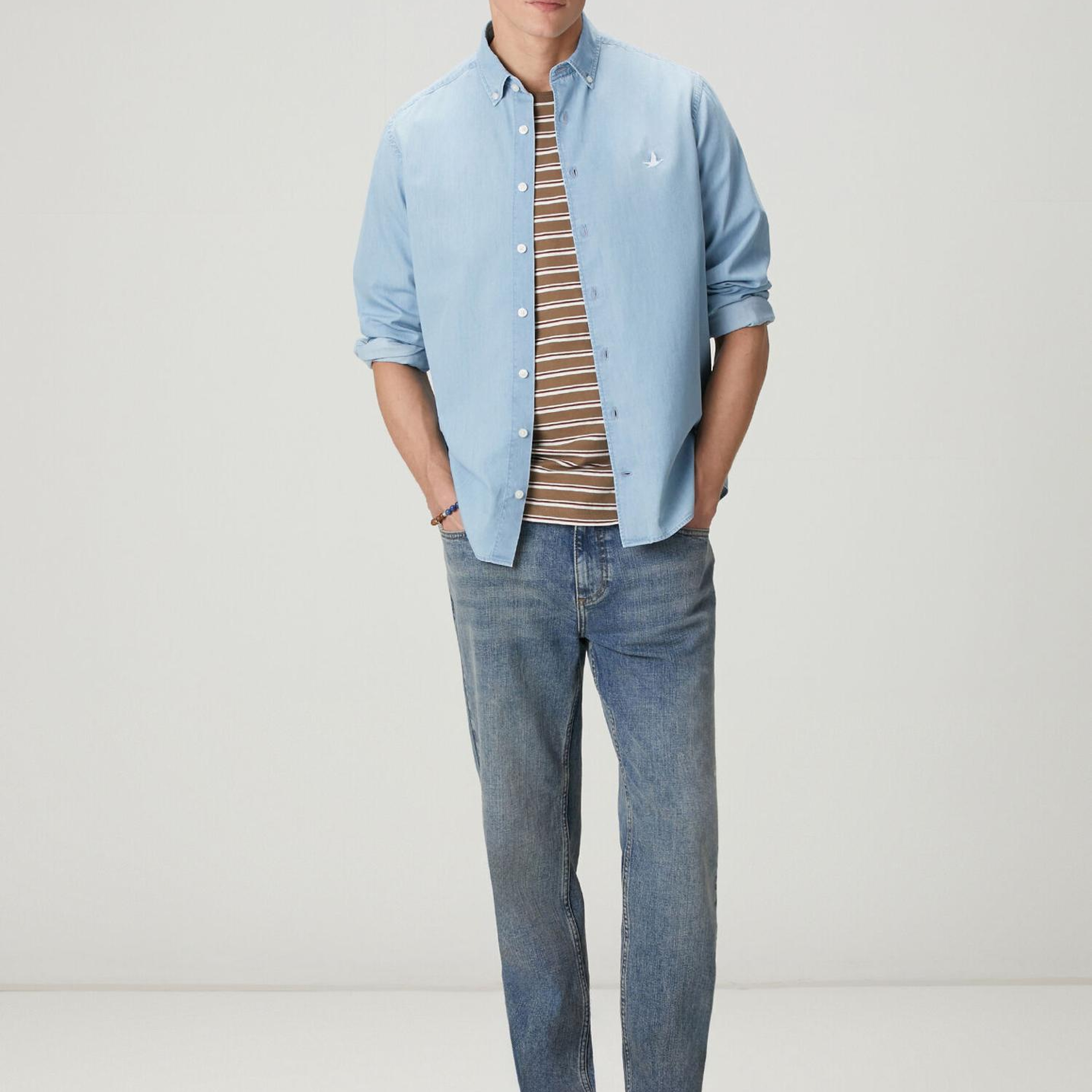 Beymen Club Erkek Mavi Yıkamalı Comfort Fit Jean Gömlek