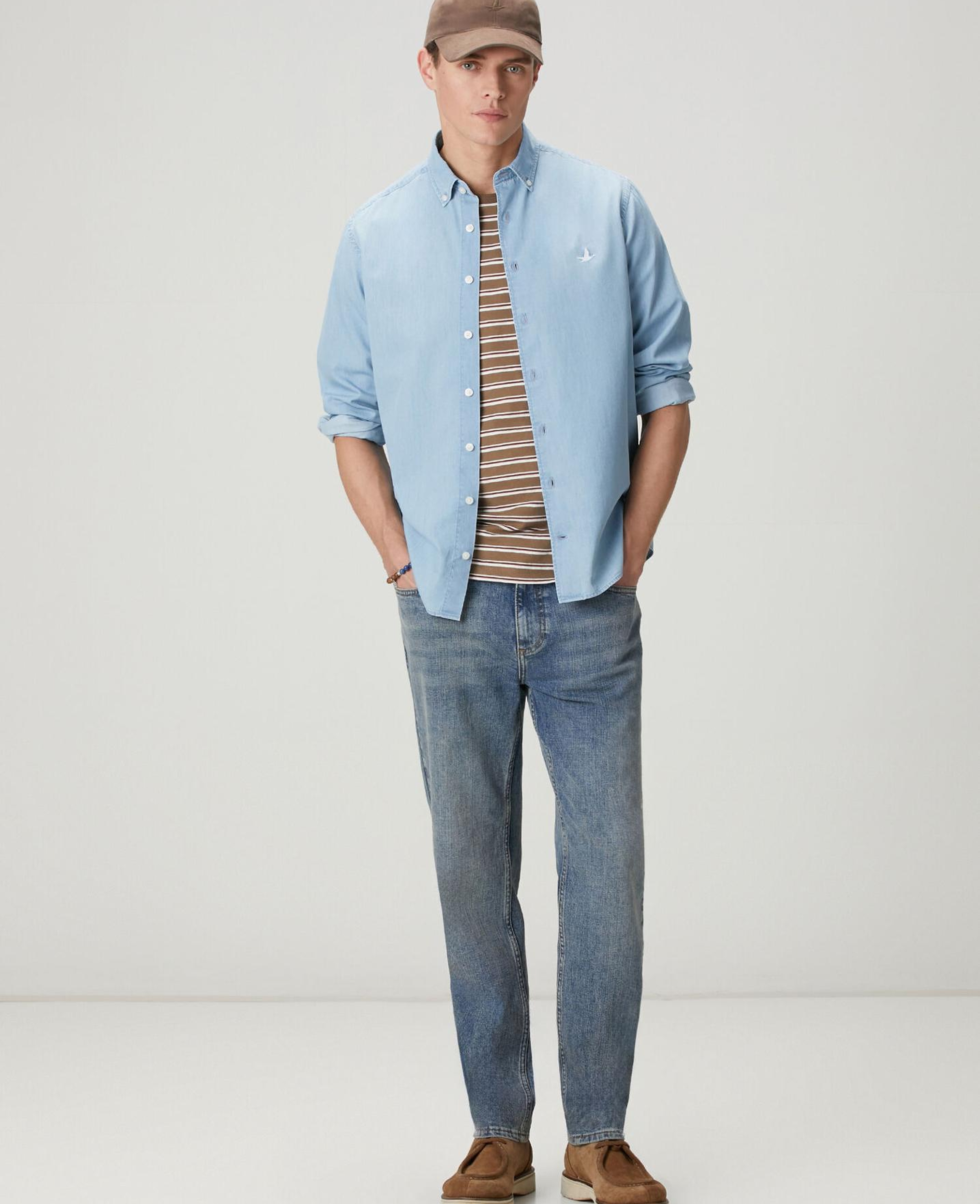 Beymen Club Erkek Mavi Yıkamalı Comfort Fit Jean Gömlek