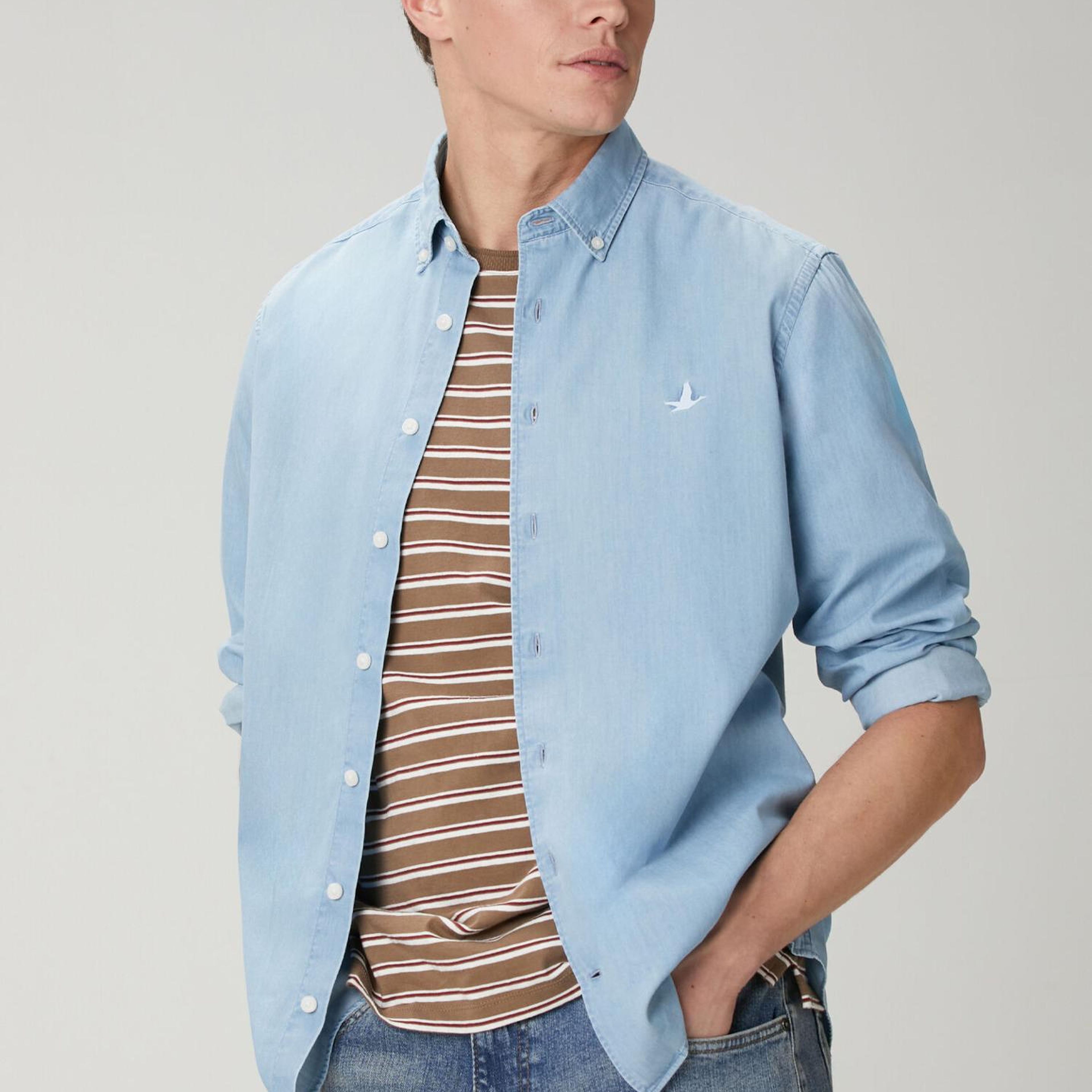 Beymen Club Erkek Mavi Yıkamalı Comfort Fit Jean Gömlek