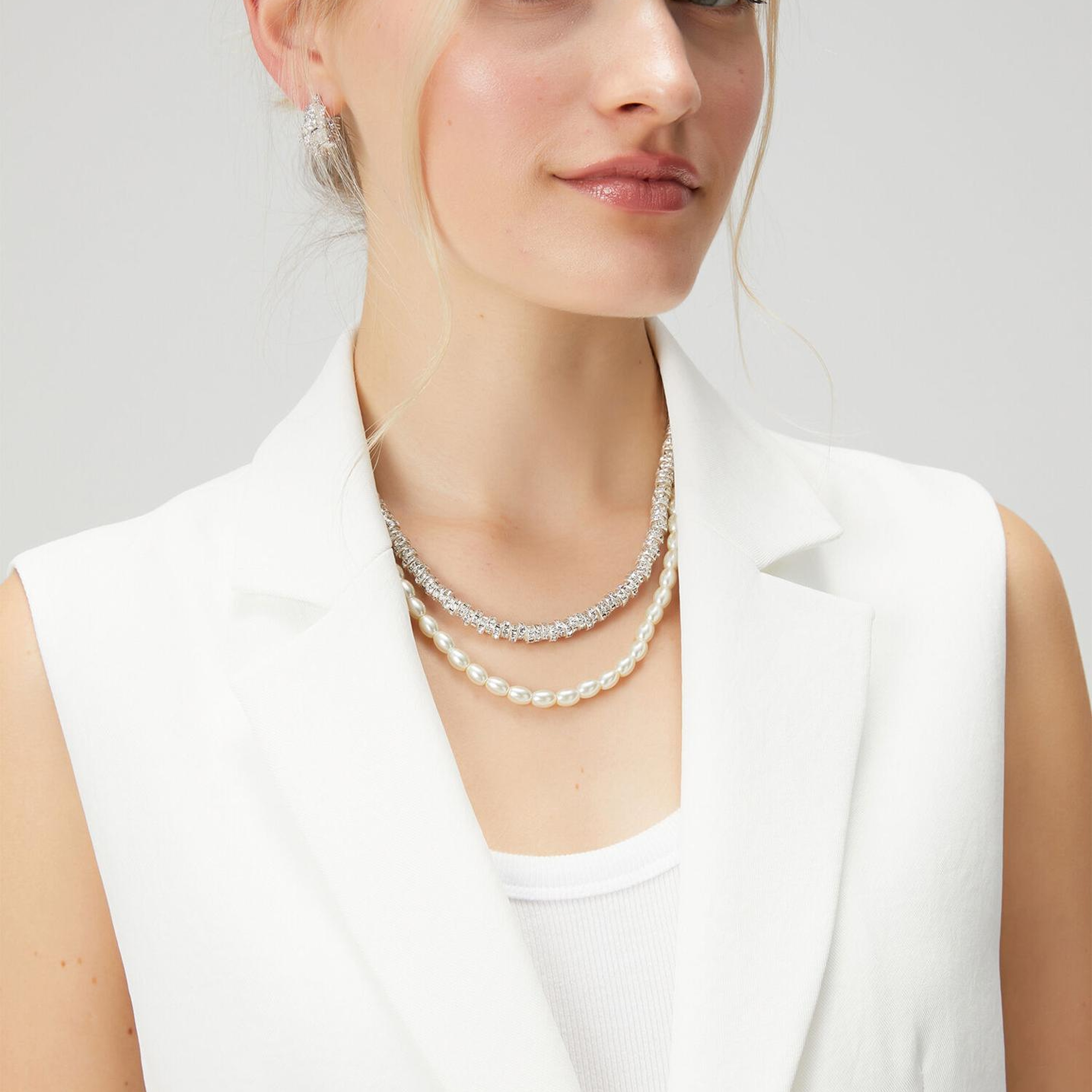 Beymen Club Kadın Silver 2li Taşlı İncili Kolye