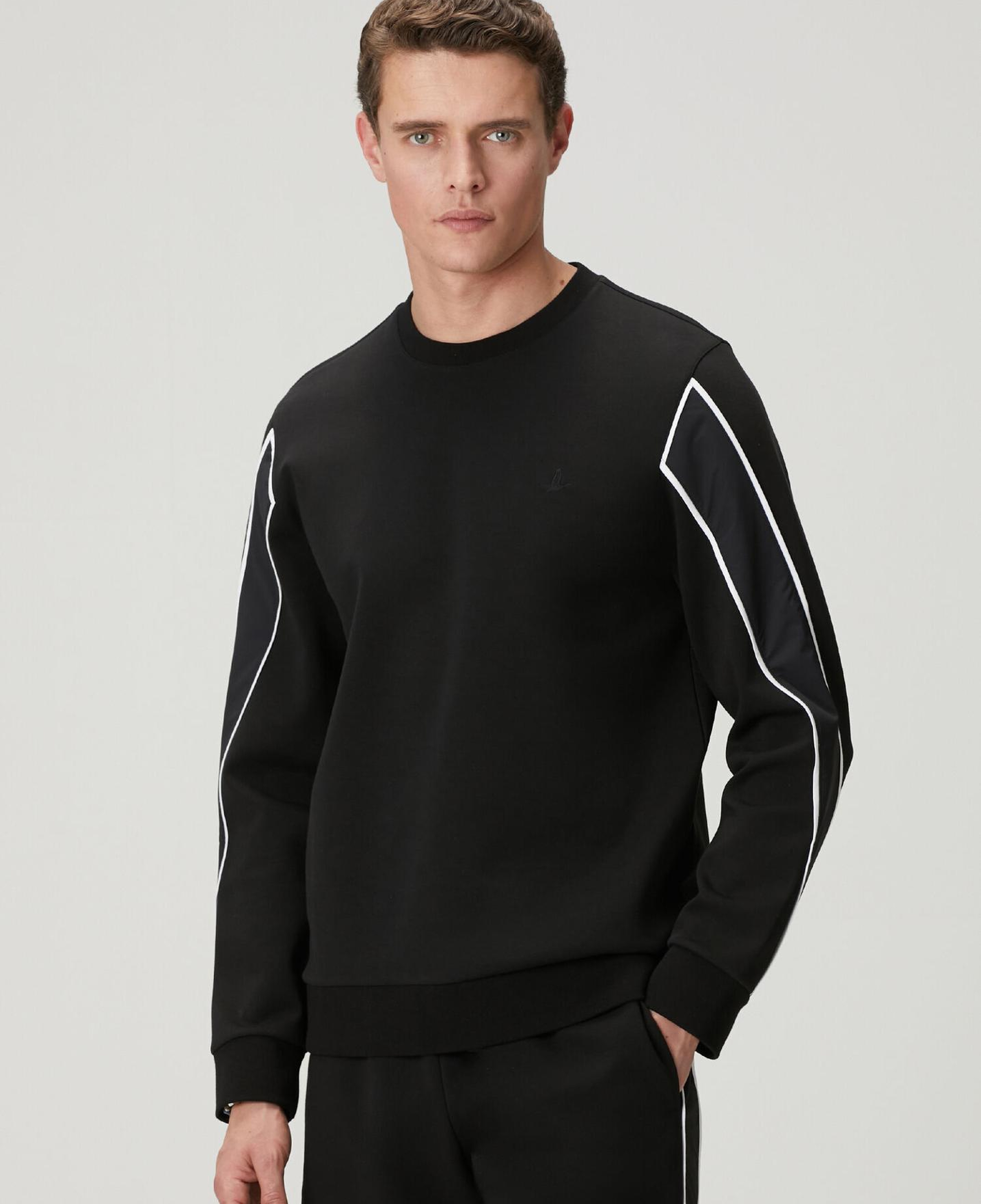 Beymen Club Erkek Siyah Kontrast Biye Detaylı Sweatshirt