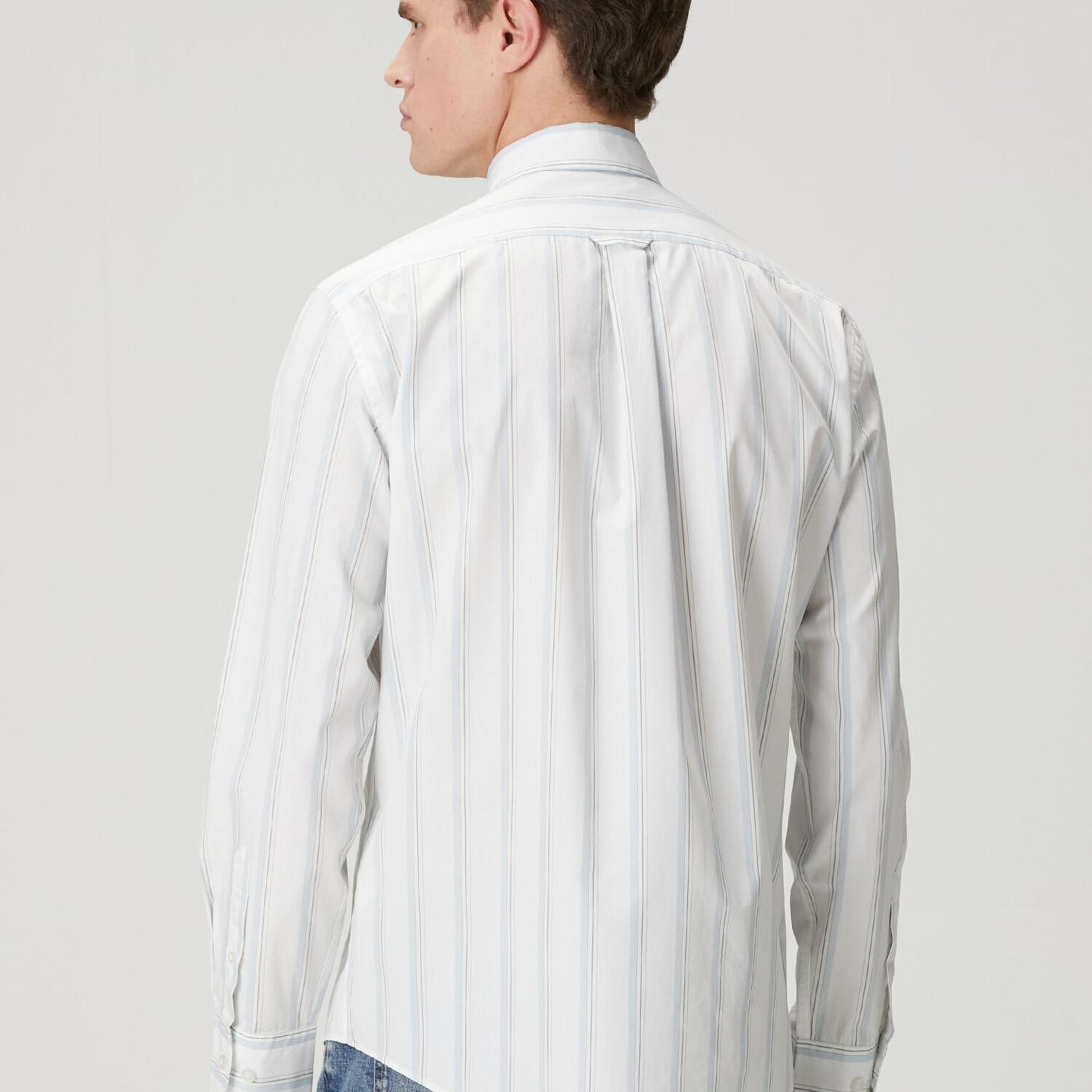 Beymen Club Erkek Comfort Fit Mavi Beyaz Çizgili Oxford Gömlek