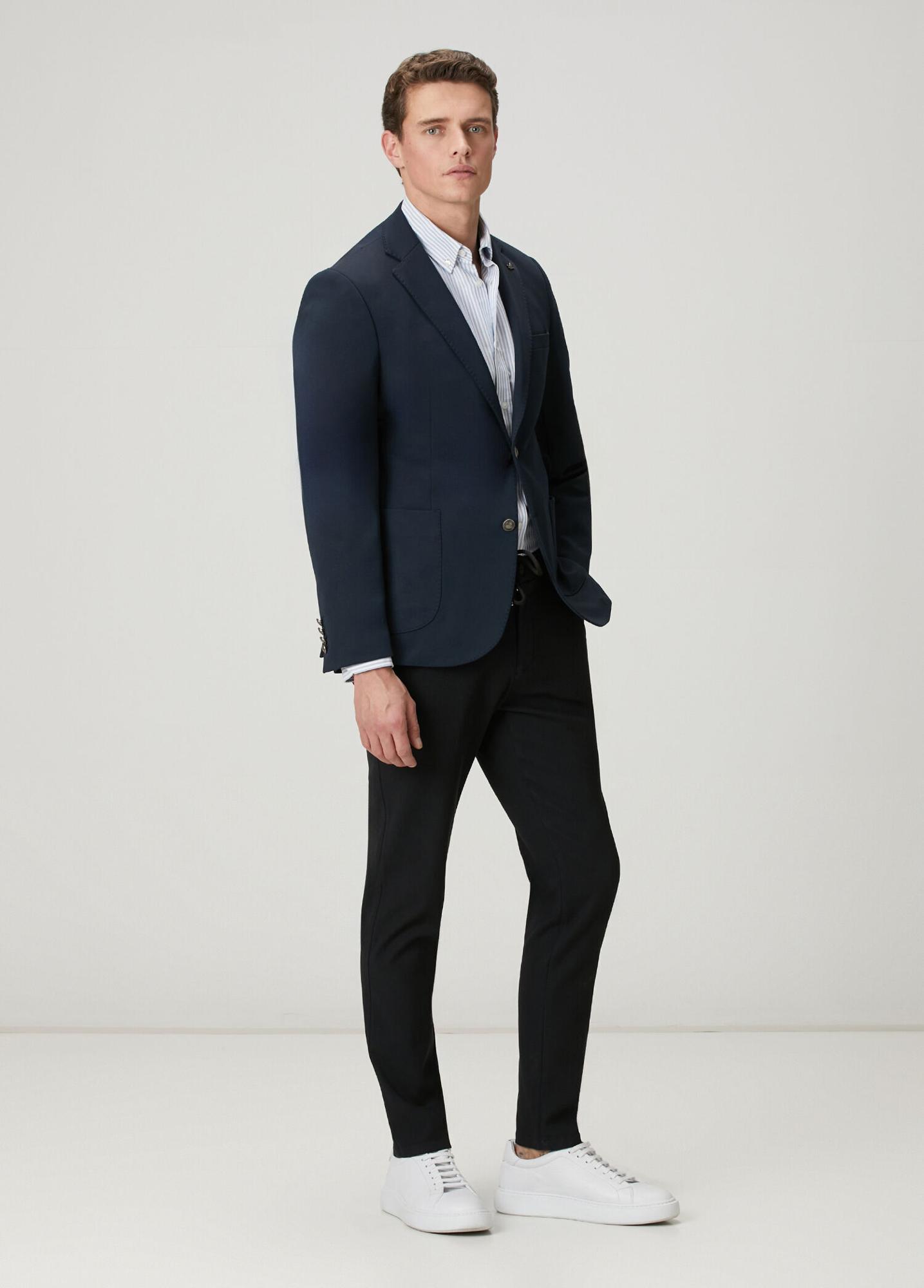 Beymen Club Erkek Comfort Fit Mavi Beyaz Çizgi Desenli Oxford Gömlek