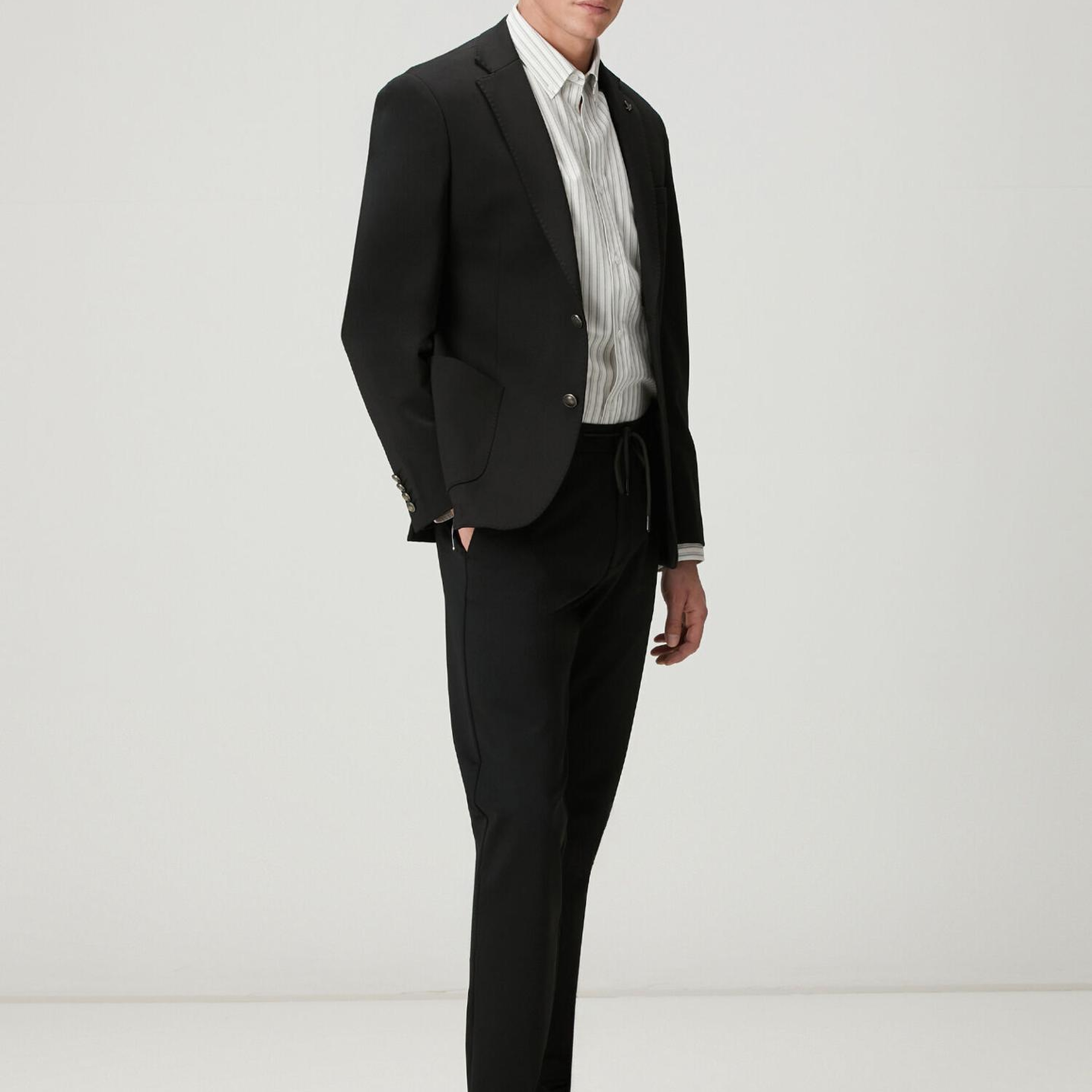 Beymen Club Erkek Comfort Fit Beyaz Gri Çizgi Desenli Oxford Gömlek