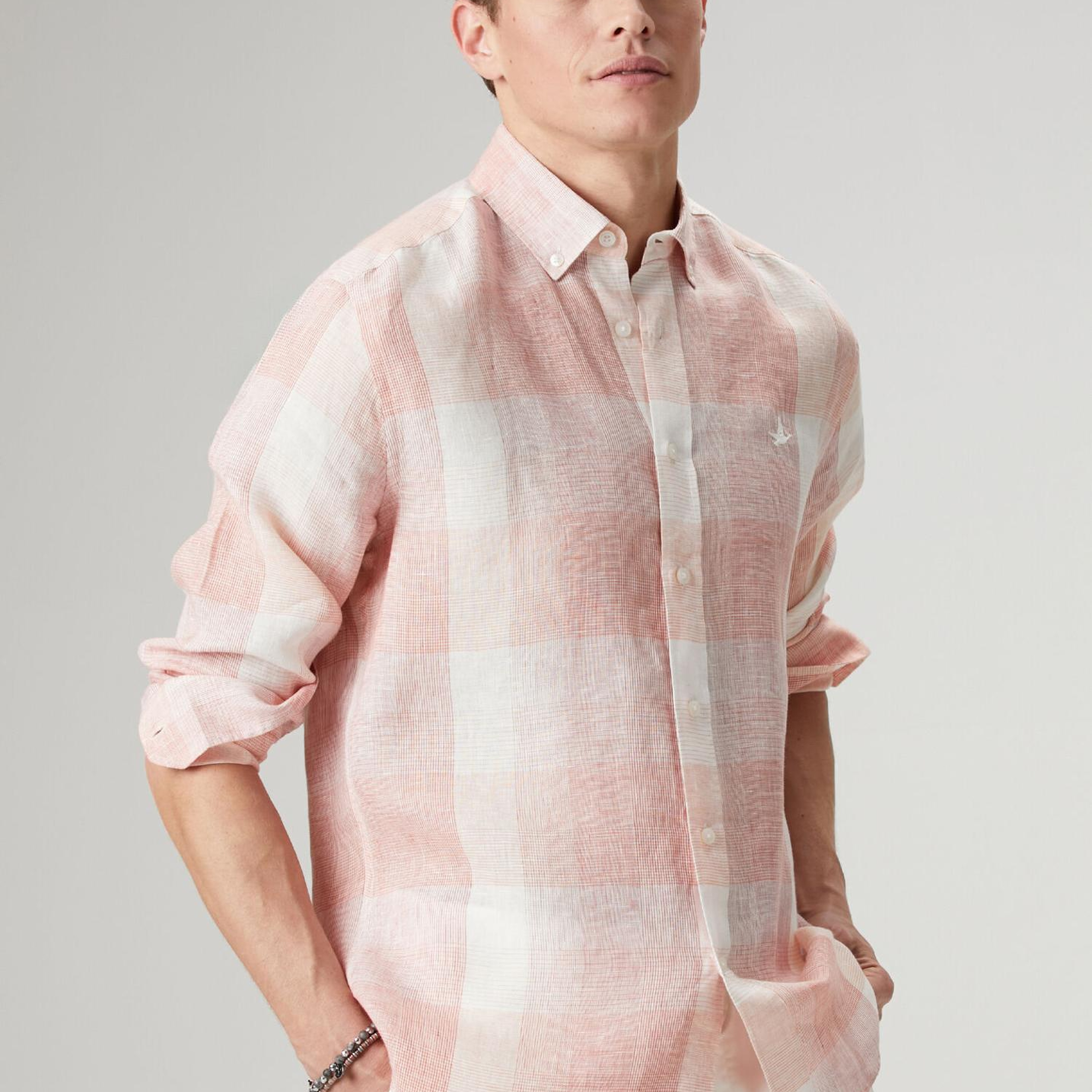 Beymen Club Erkek Comfort Fit Bordo Ekose Desenli Keten Gömlek