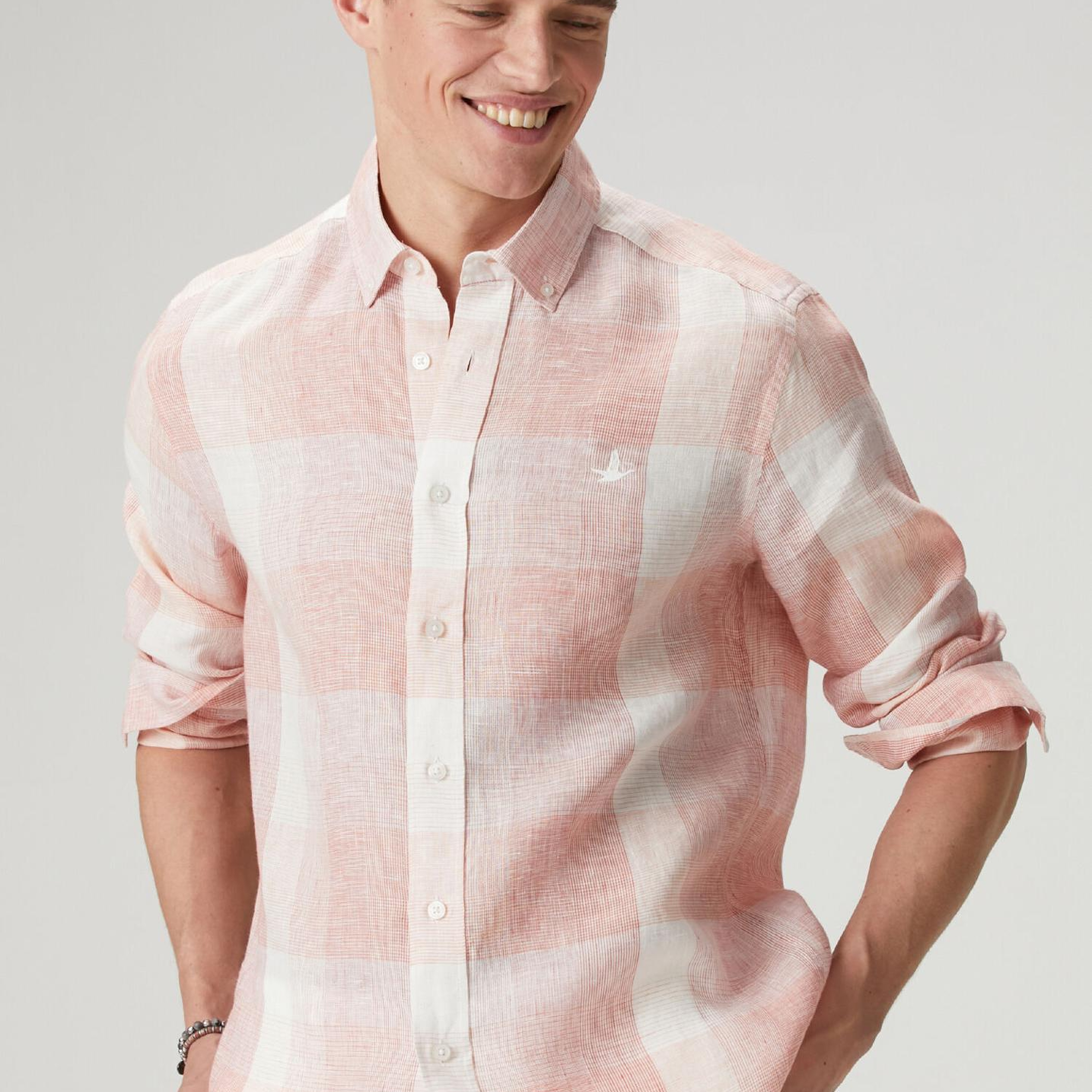 Beymen Club Erkek Comfort Fit Bordo Ekose Desenli Keten Gömlek