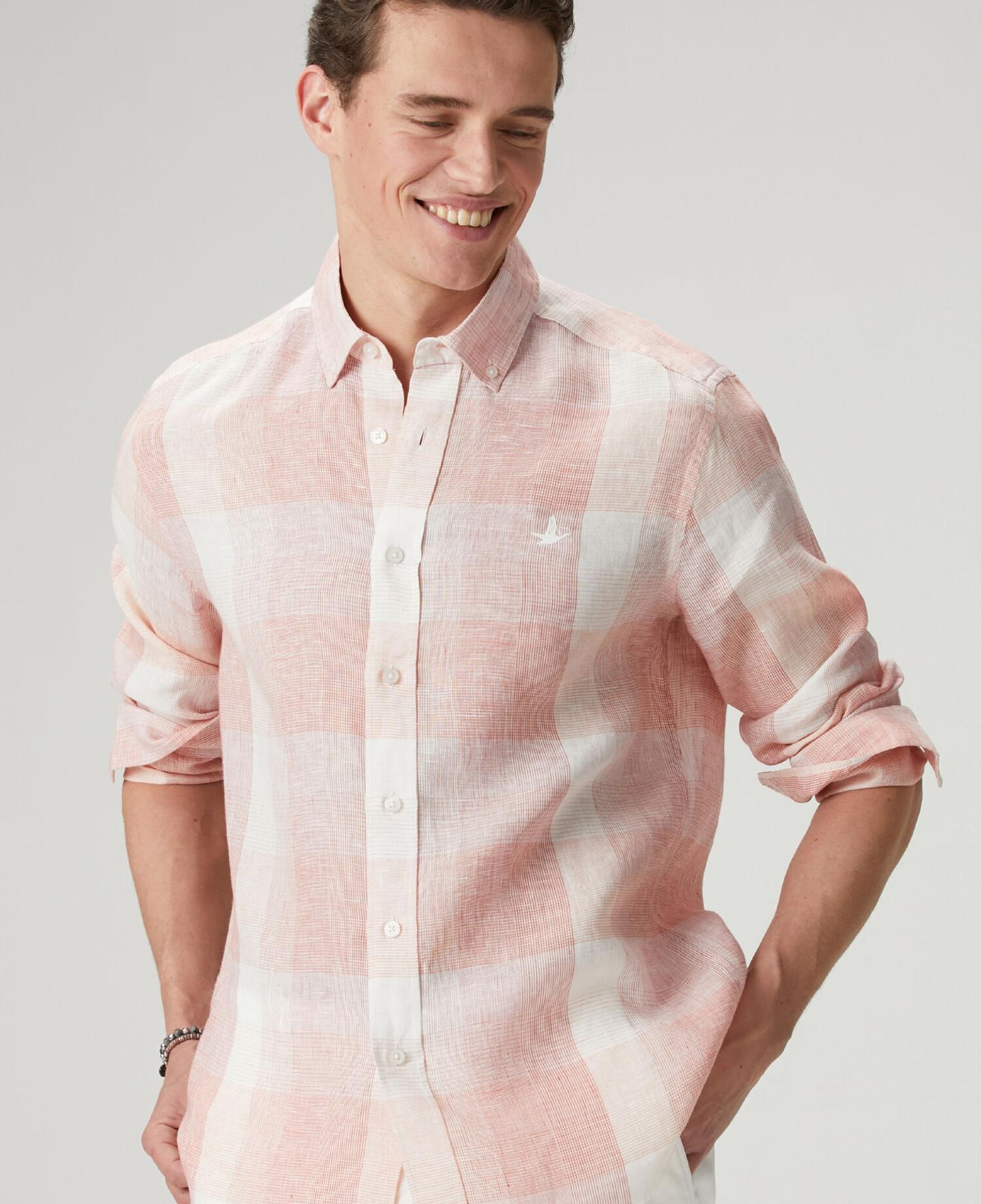 Beymen Club Erkek Comfort Fit Bordo Ekose Desenli Keten Gömlek