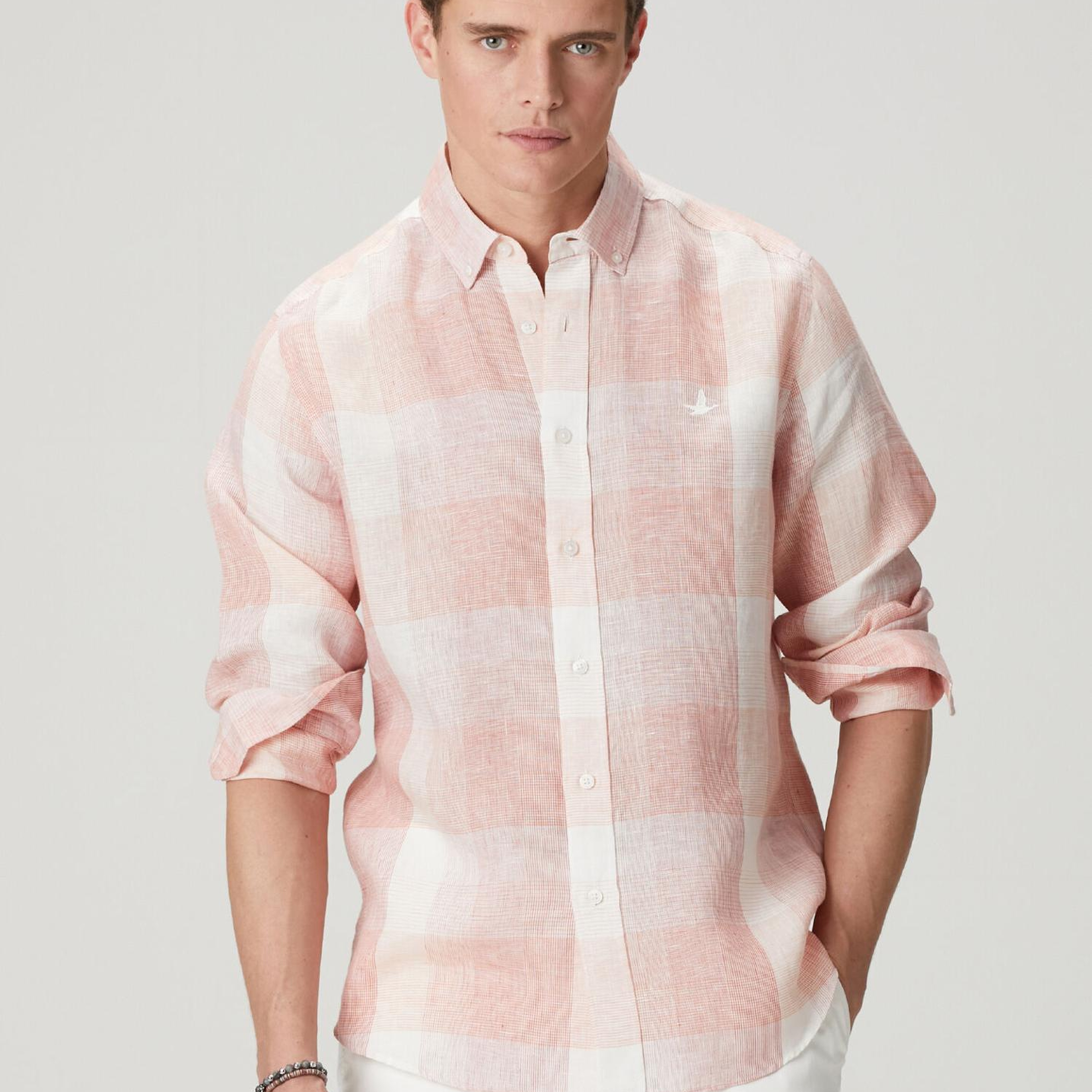 Beymen Club Erkek Comfort Fit Bordo Ekose Desenli Keten Gömlek