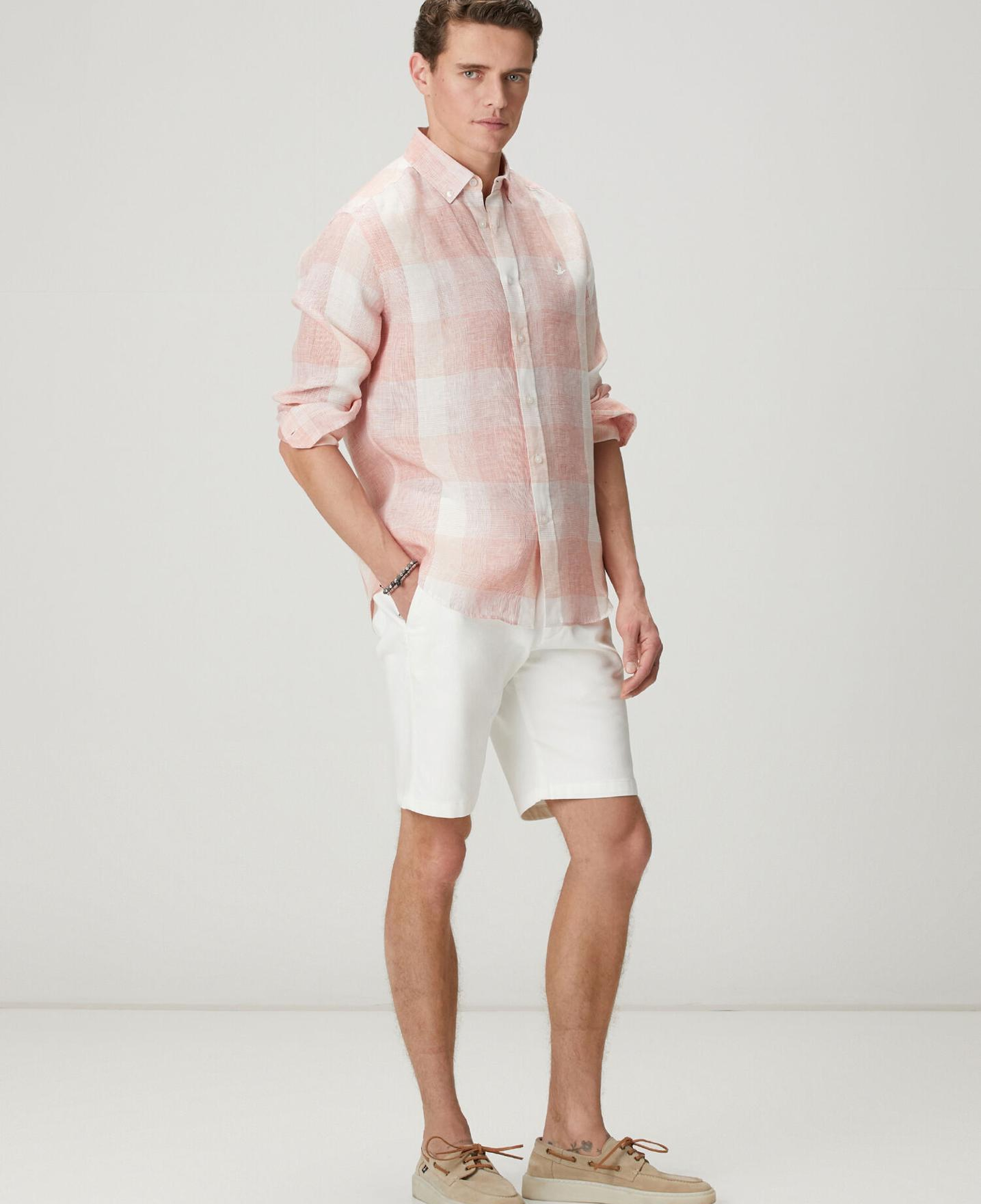 Beymen Club Erkek Comfort Fit Bordo Ekose Desenli Keten Gömlek