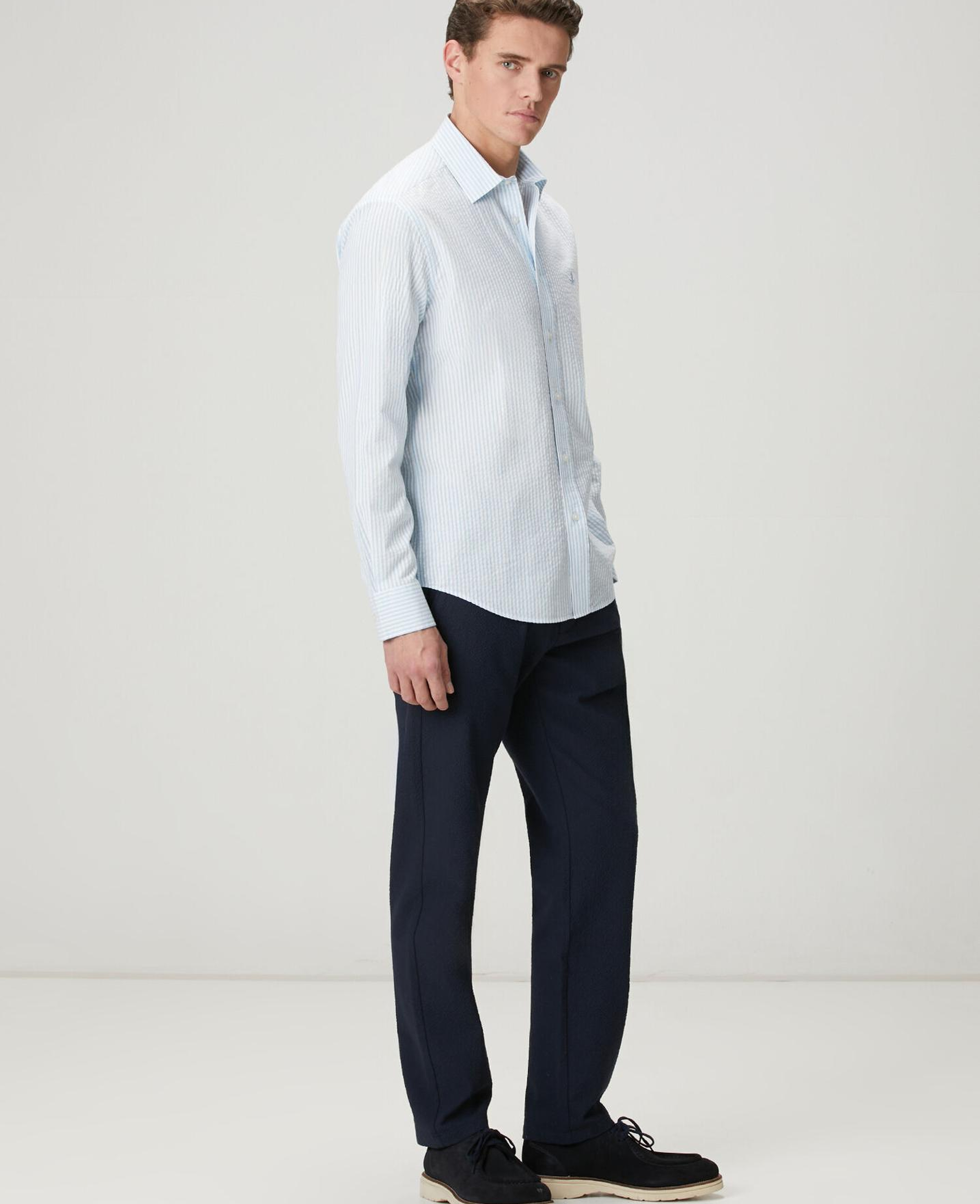 Beymen Club Erkek Comfort Fit Mavi Beyaz Çizgili Gömlek