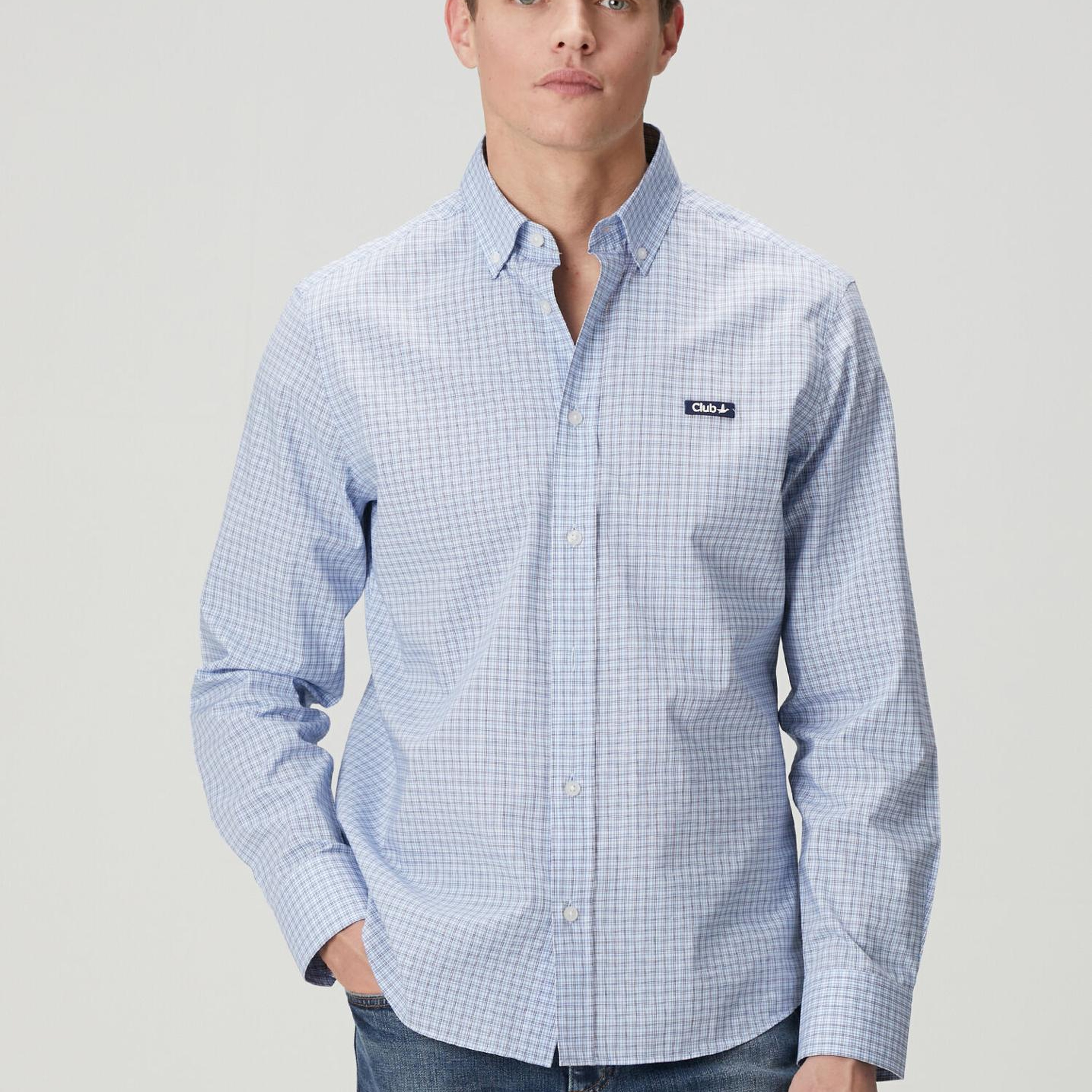 Beymen Club Erkek Comfort Fit Mavi Mini Ekose Desenli Gömlek