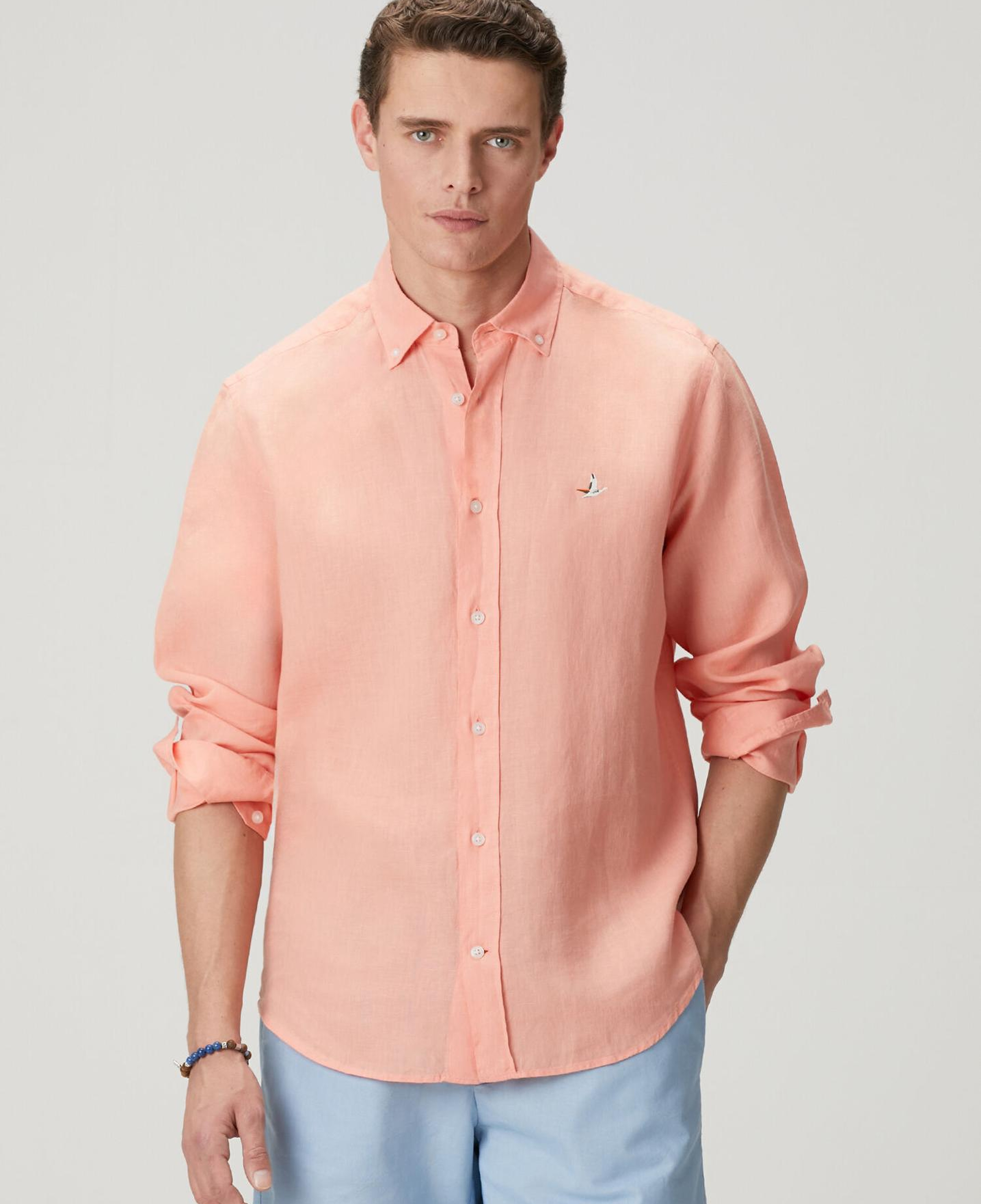 Beymen Club Erkek Comfort Fit Somon Keten Gömlek