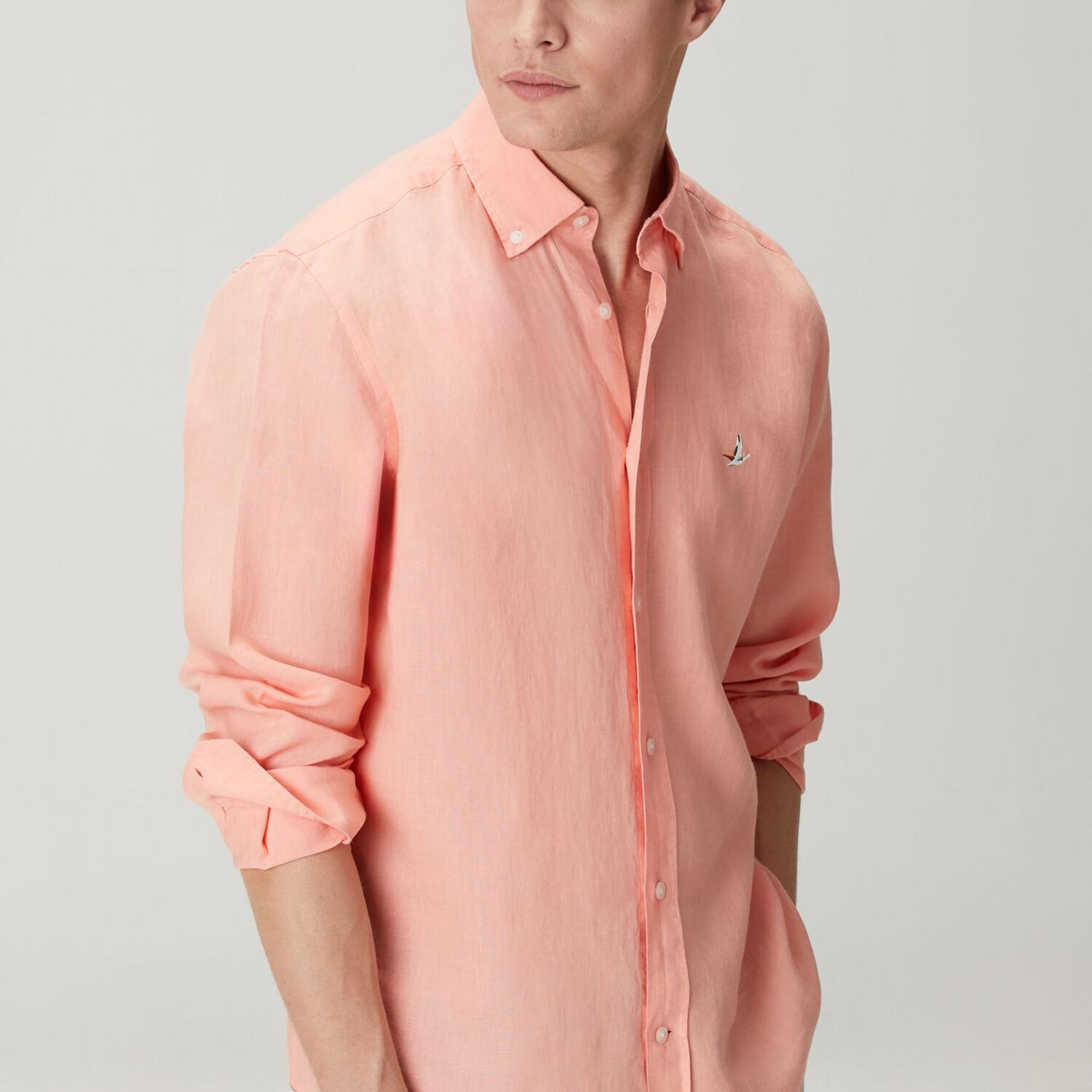 Beymen Club Erkek Comfort Fit Somon Keten Gömlek