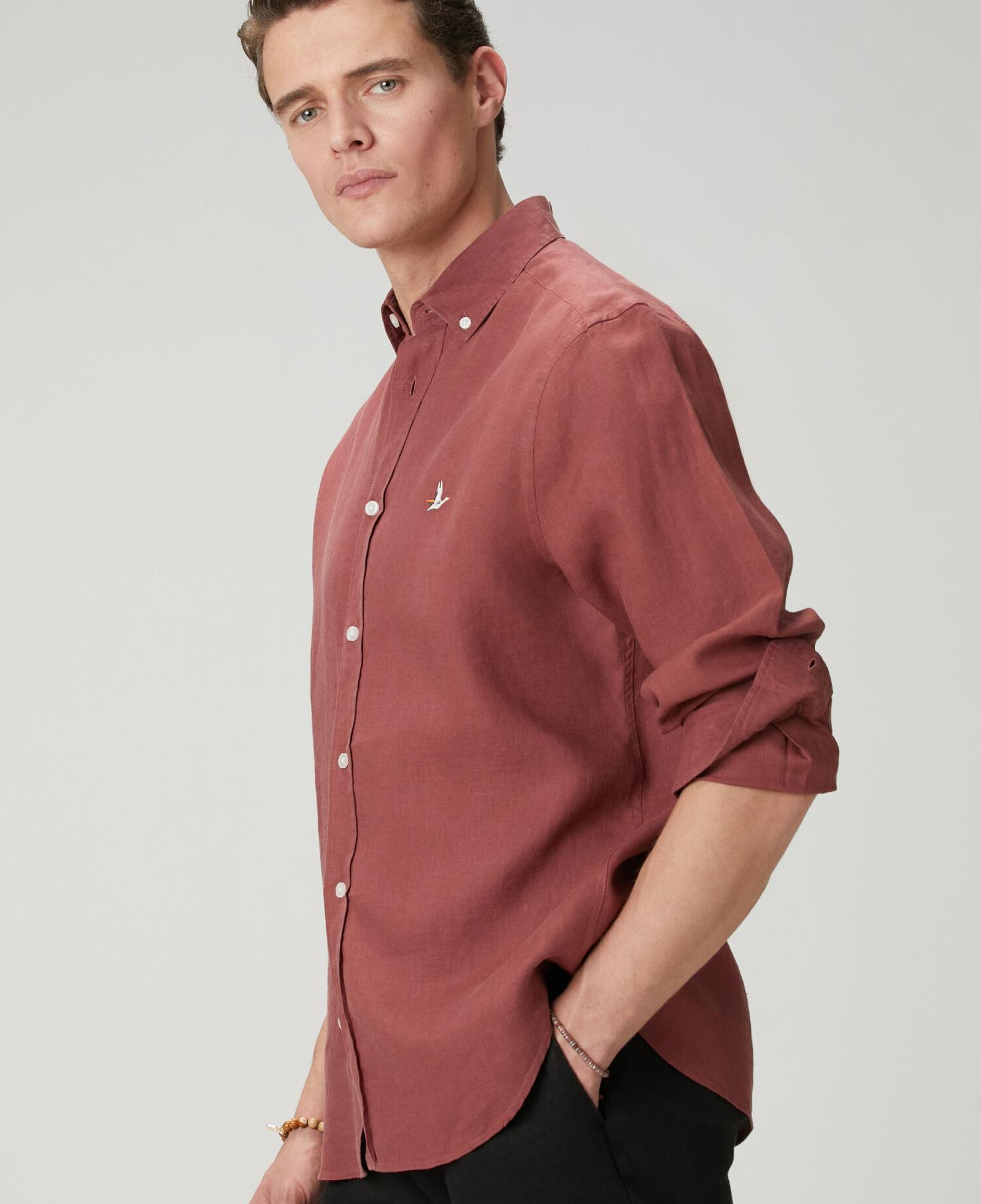 Beymen Club Erkek Comfort Fit Gül Kurusu Keten Gömlek