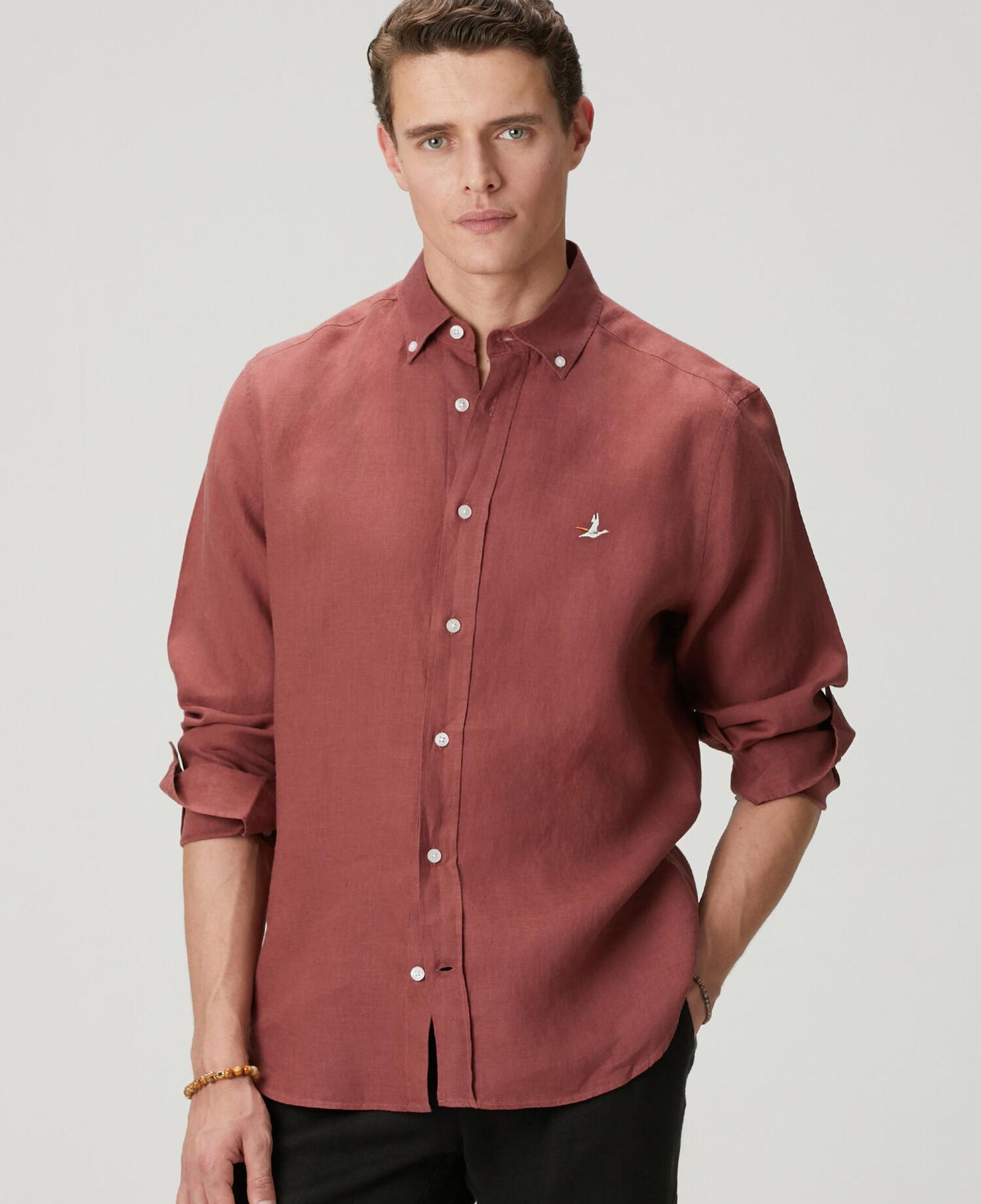 Beymen Club Erkek Comfort Fit Gül Kurusu Keten Gömlek