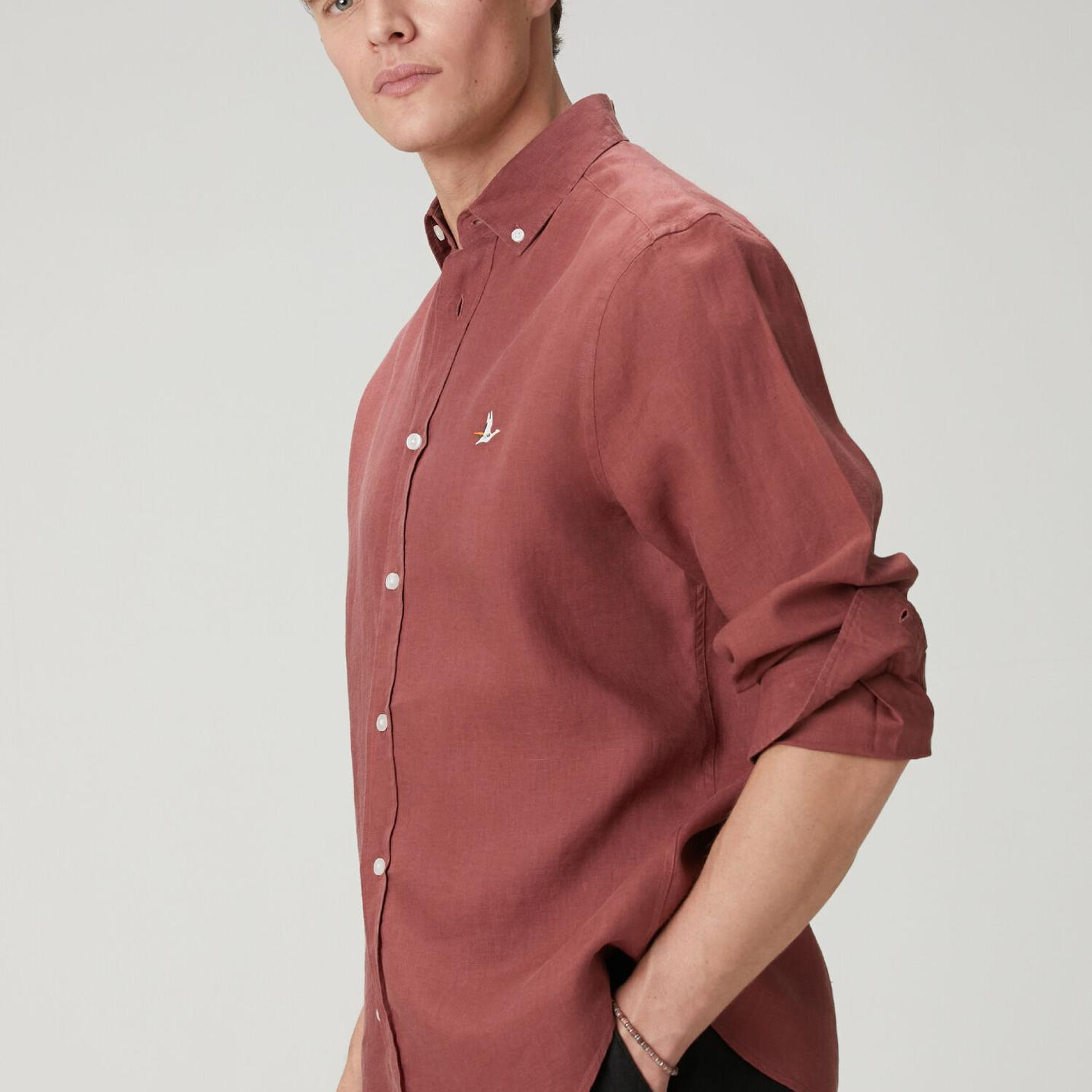 Beymen Club Erkek Comfort Fit Gül Kurusu Keten Gömlek